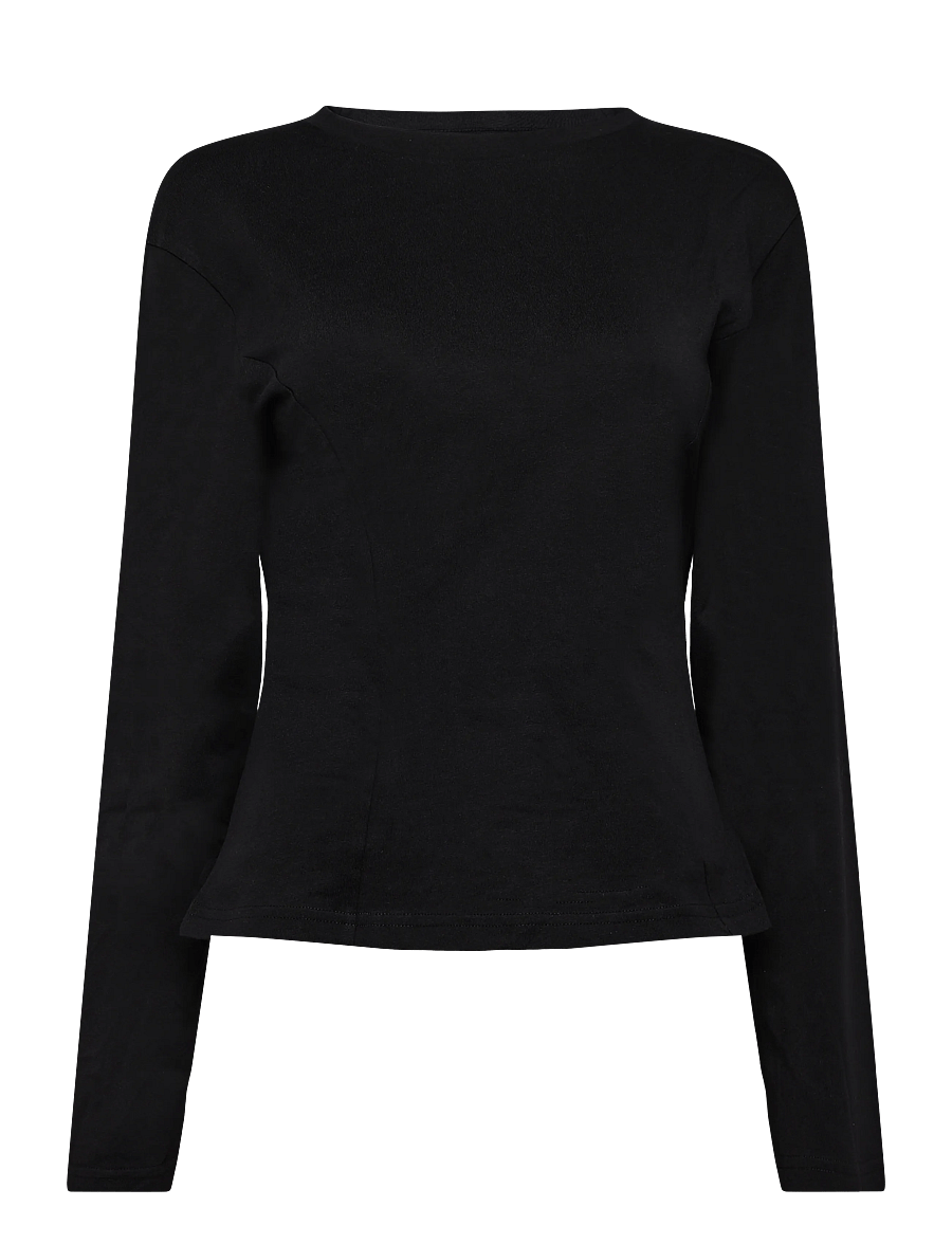 Monki - Rounded neck Waisted LS - langærmede toppe - black dark - 0
