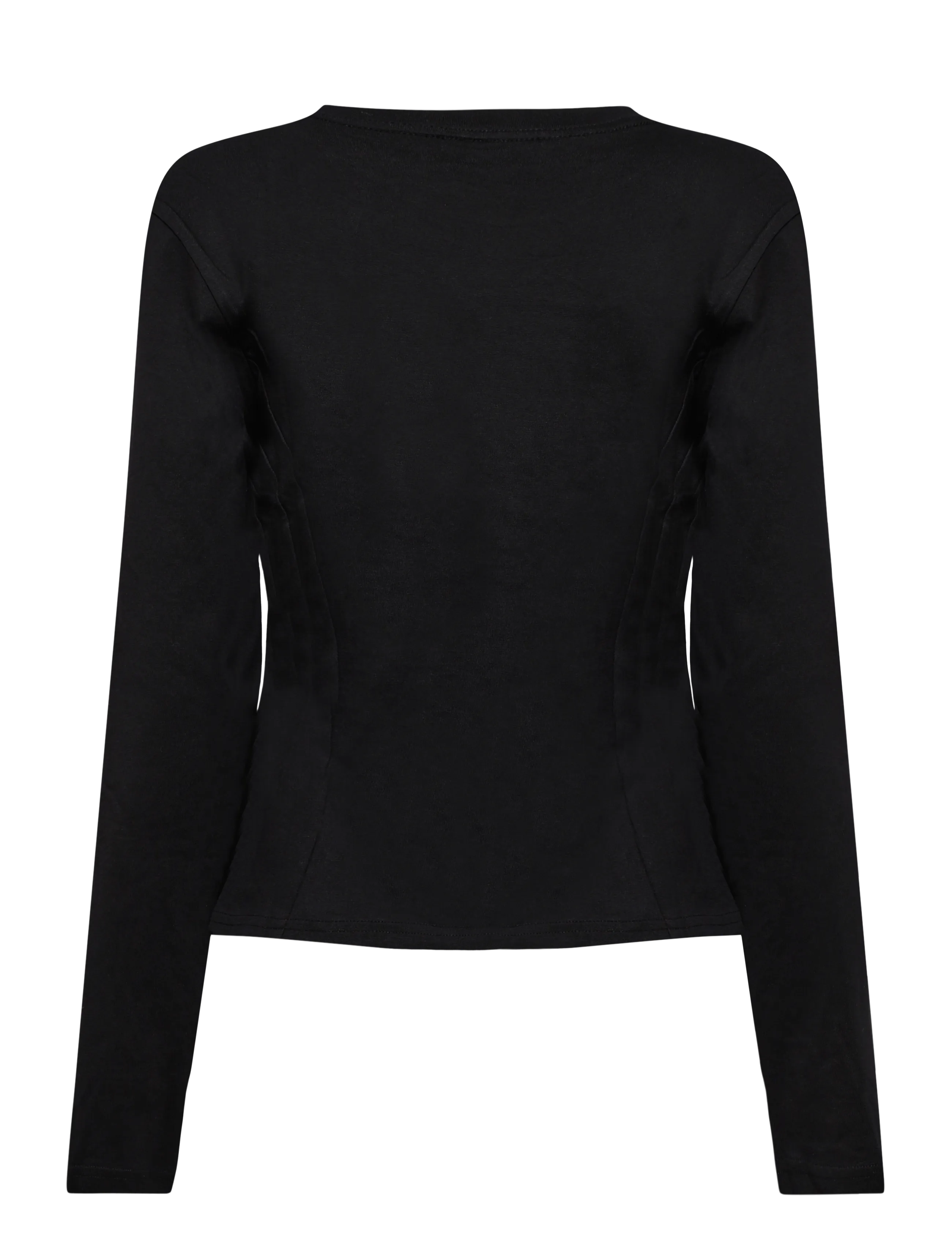 Monki - Rounded neck Waisted LS - black dark - 1