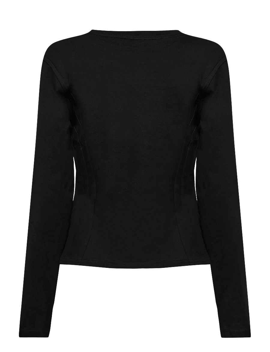 Monki - Rounded neck Waisted LS - langærmede toppe - black dark - 1