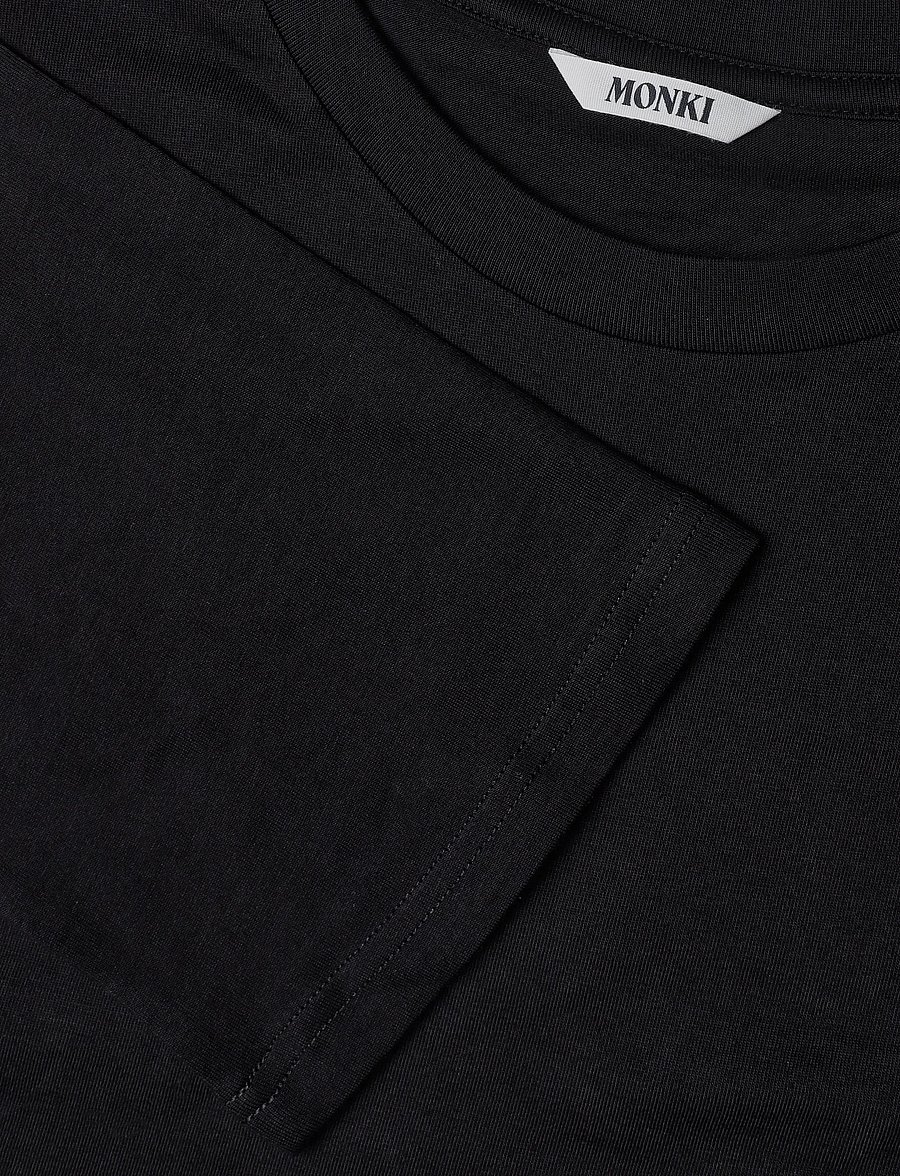 Monki - Rounded neck Waisted LS - langærmede toppe - black dark - 2