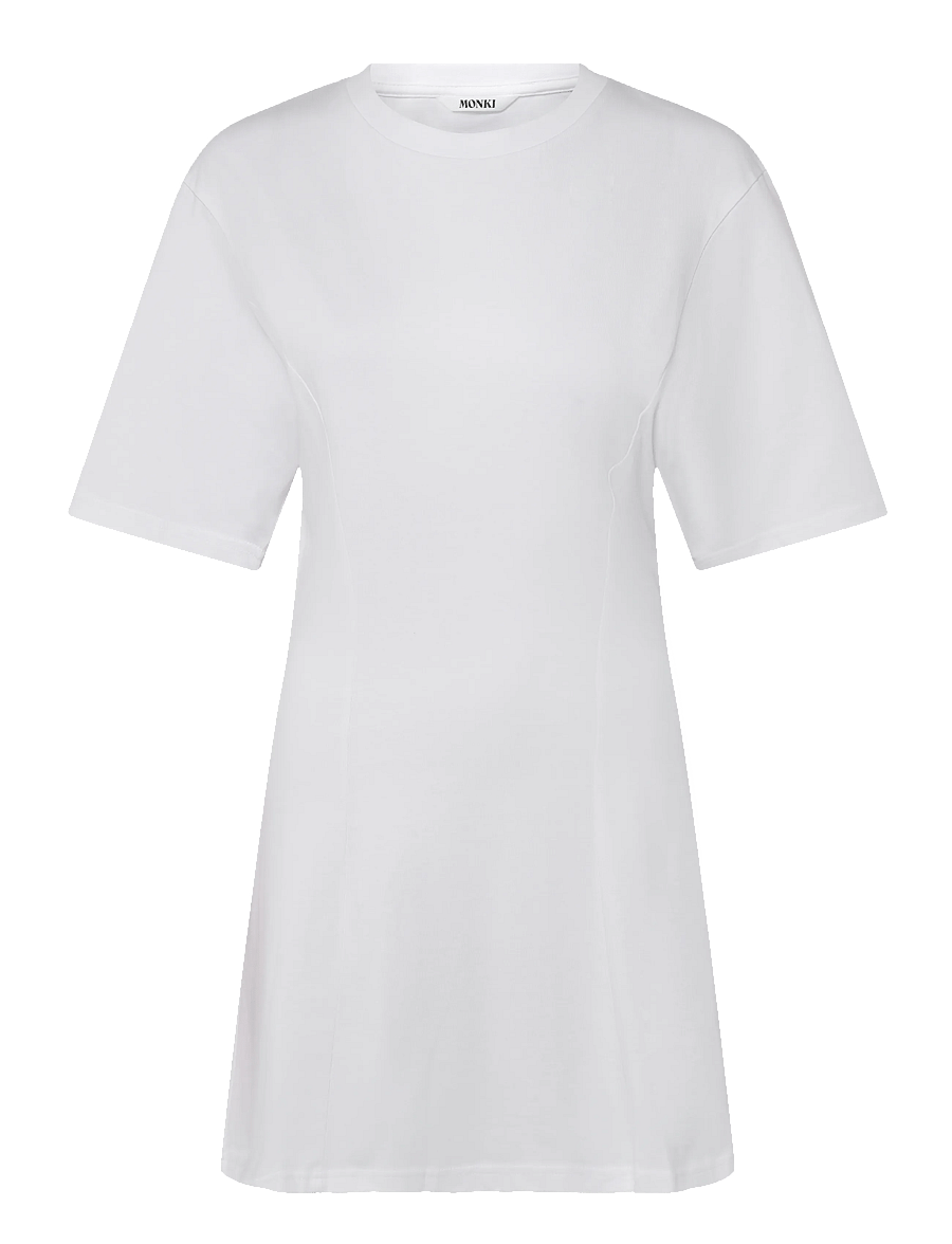 Monki - Mini Fit-and-Flare T-Shirt Dress - sukienki koszulowe - white light - 1
