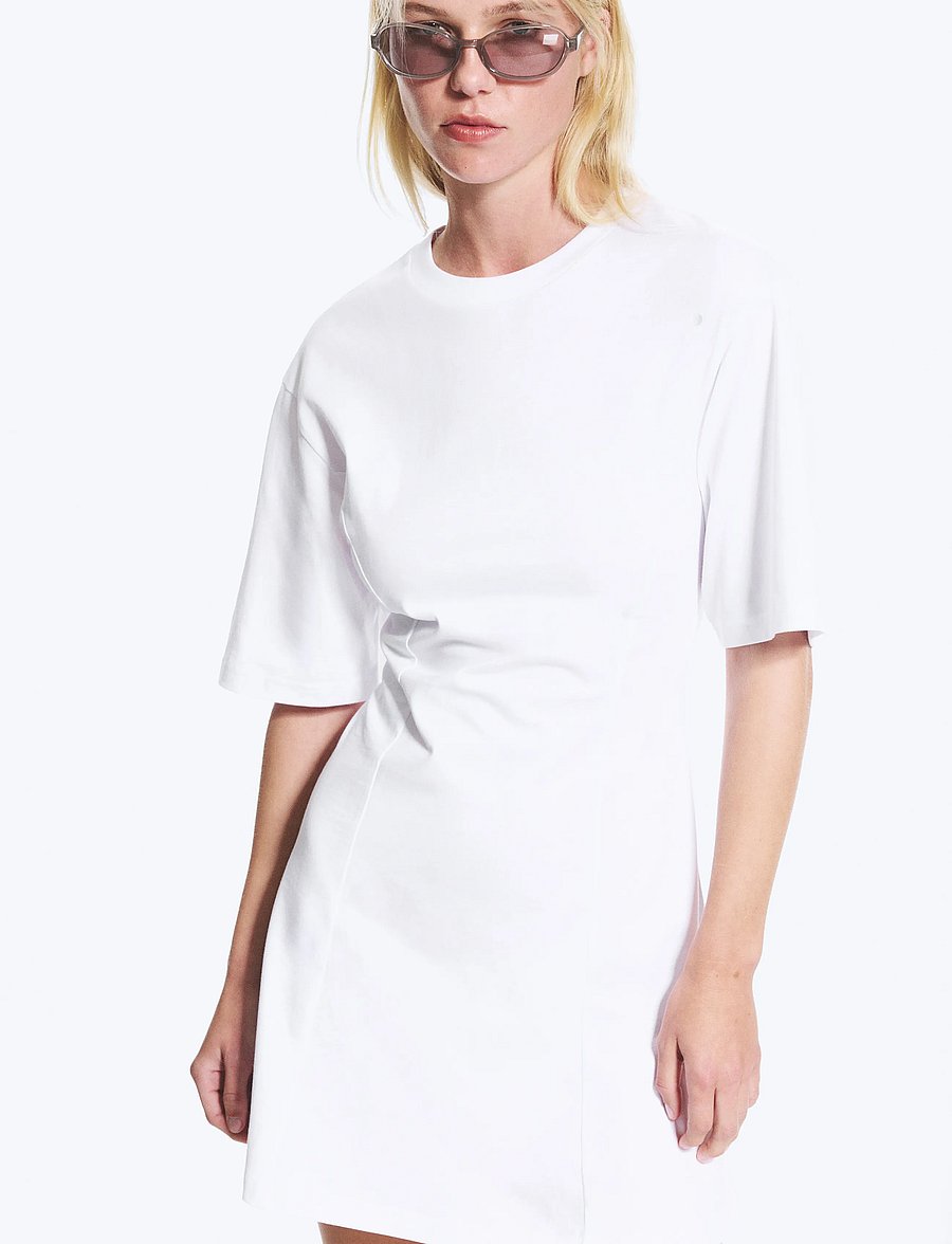 Monki - Mini Fit-and-Flare T-Shirt Dress - sukienki koszulowe - white light - 3