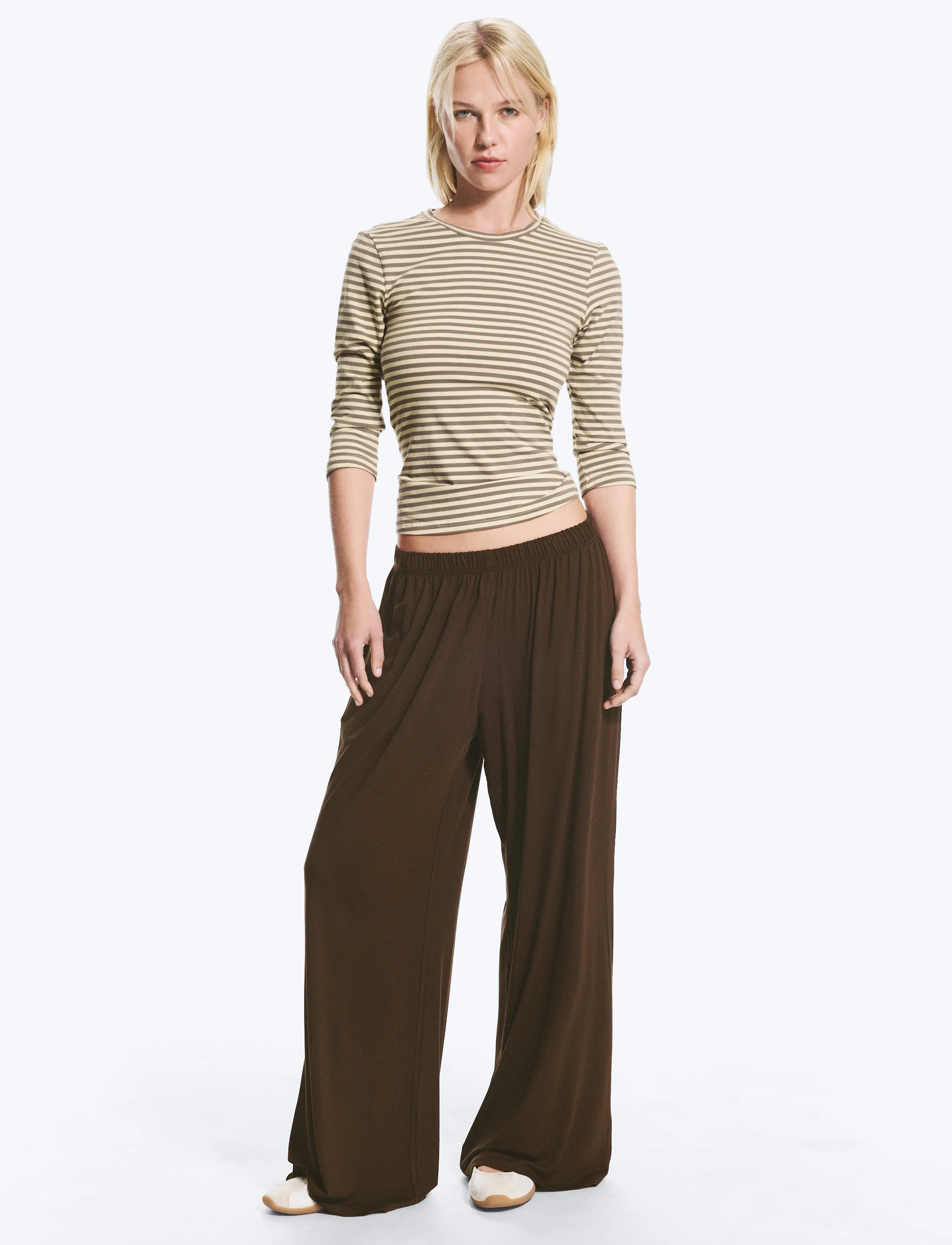 Monki Rlxd Viscose Trousers, S, Braun - Wide Leg, Frauen