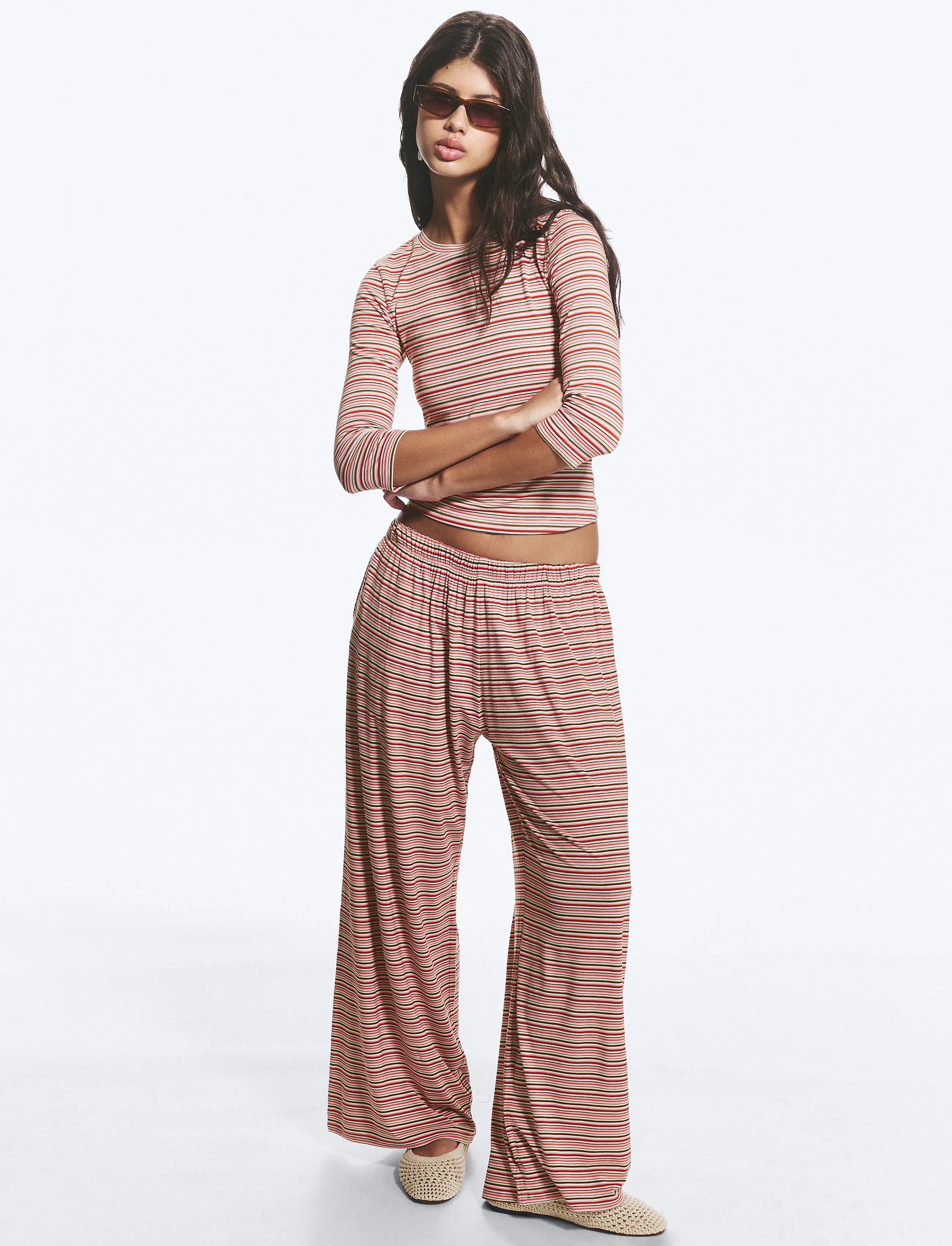 Monki Rlxd Viscose Trousers - Trousers - PINK MEDIUM / pink/rose