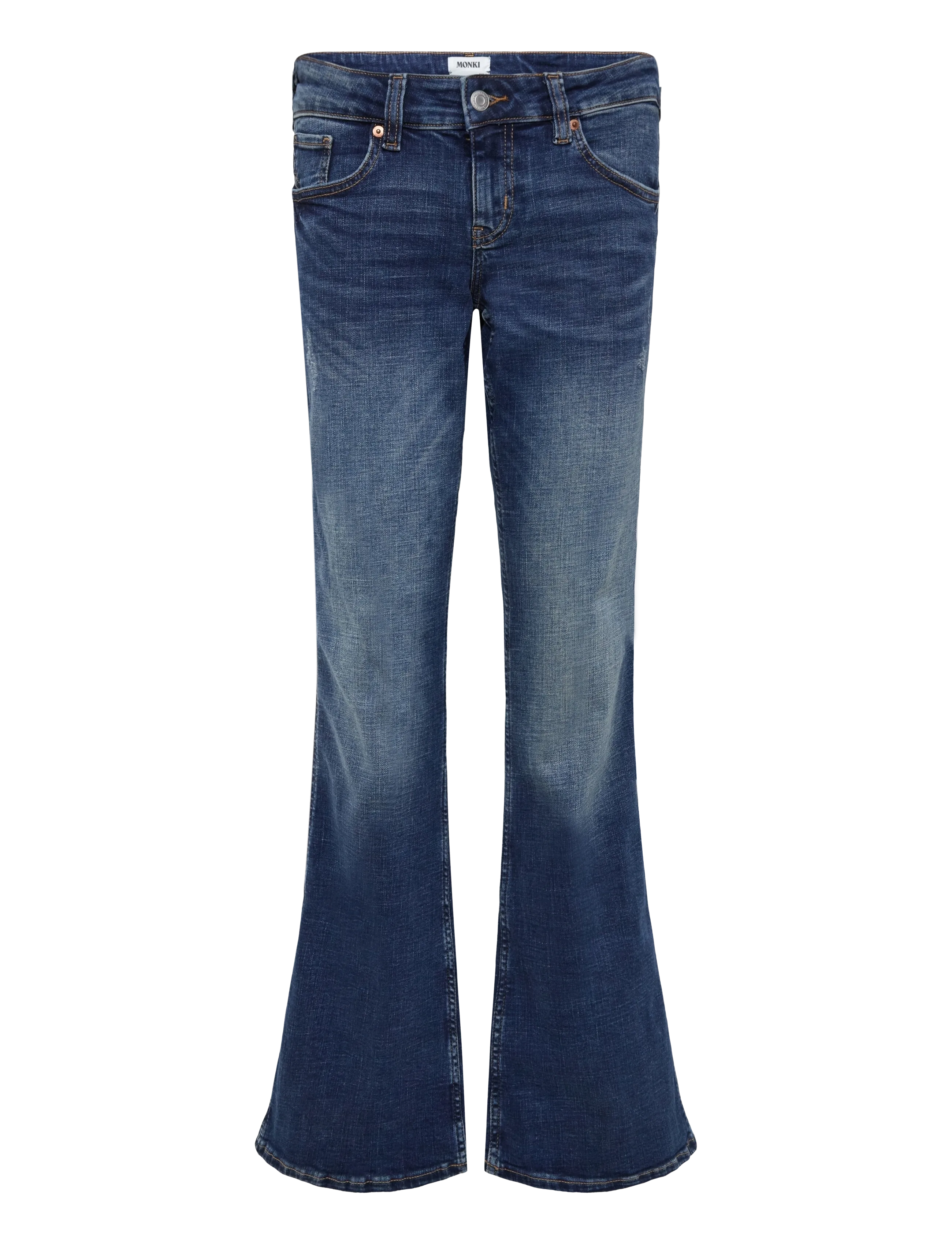 Monki Low Waisted Zip Jeans - Kläder - DENIM BLUE DARK / blue
