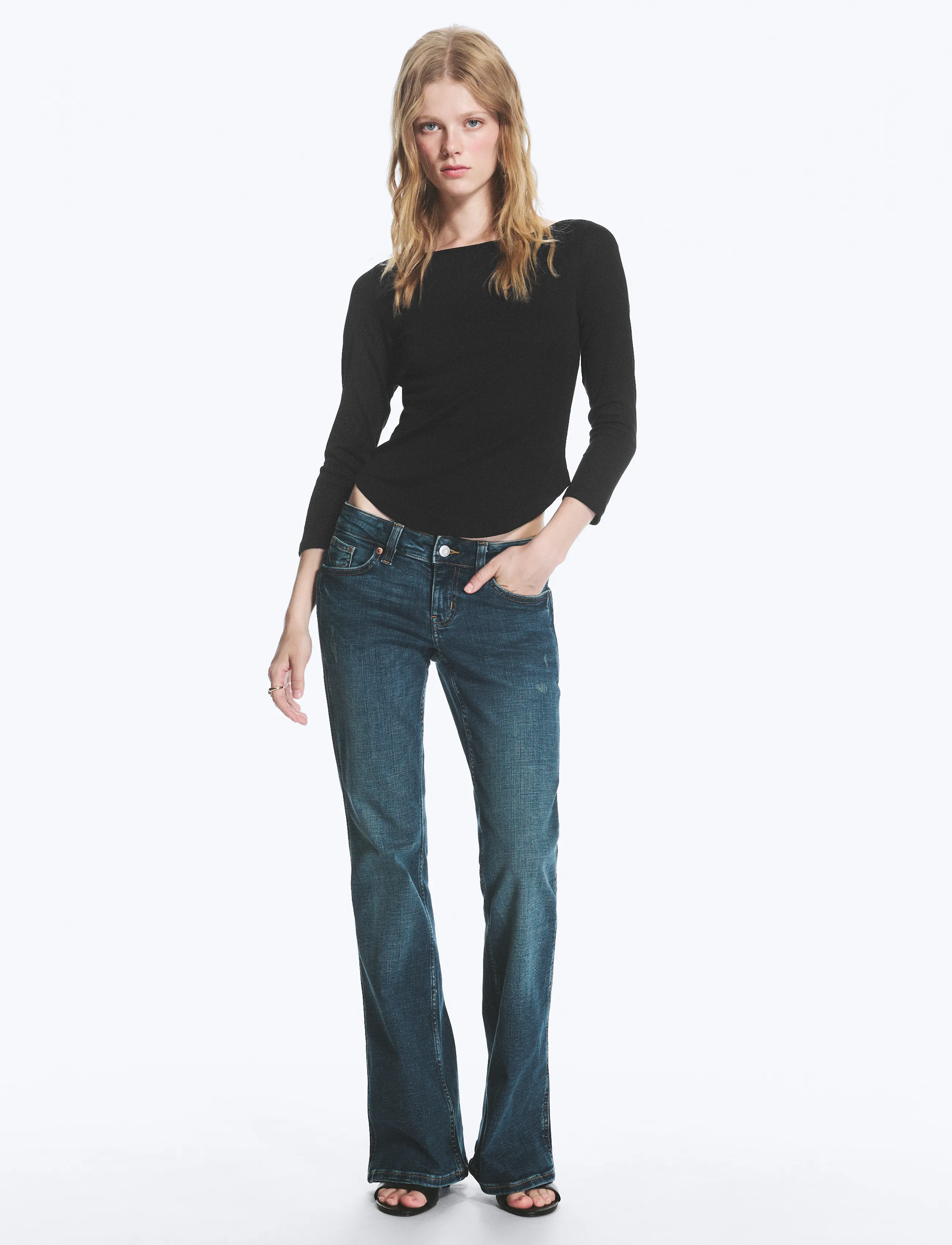 Monki Low Waisted Zip Jeans - Mode trends - DENIM BLUE DARK / blue