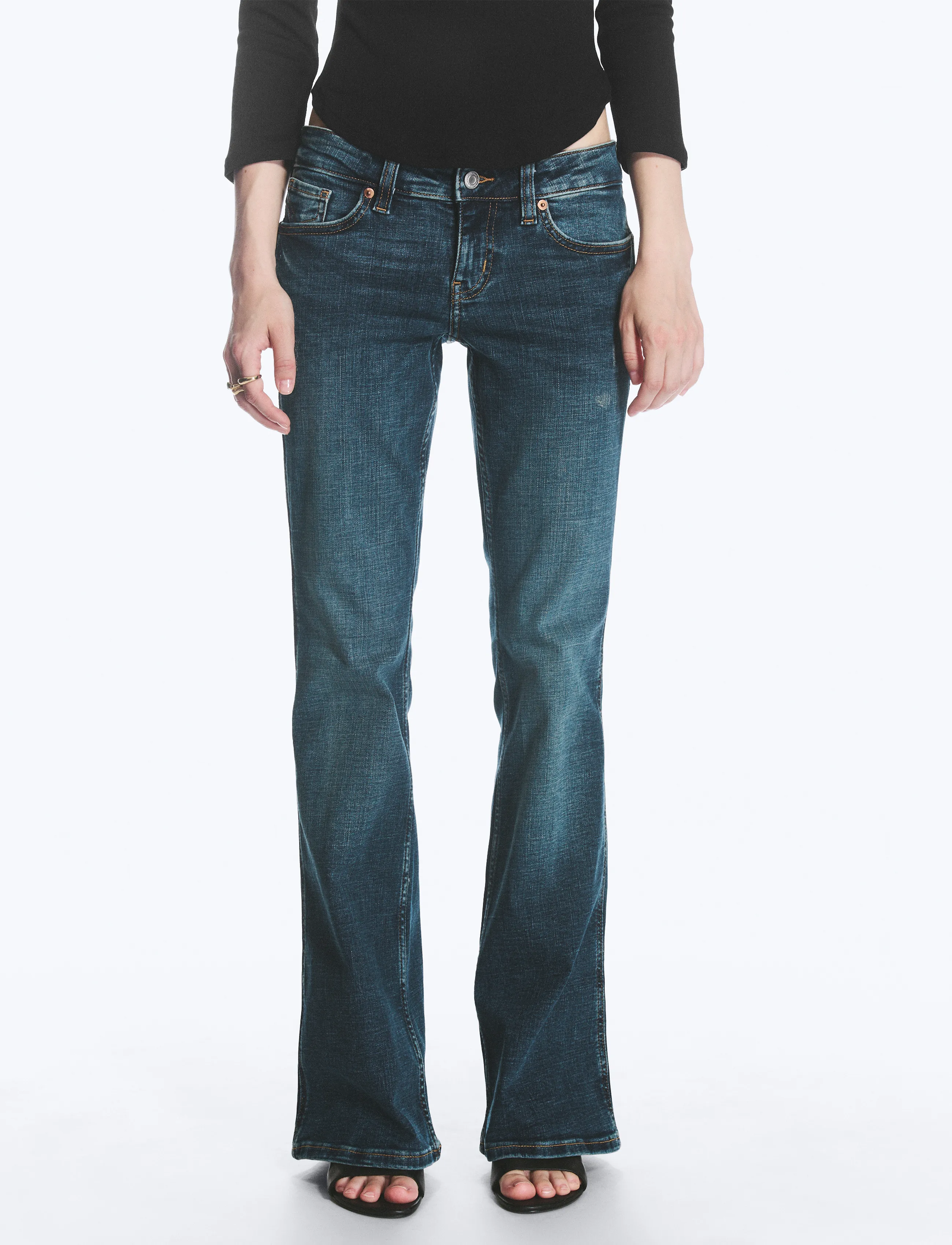 Monki - Low Waisted Zip Jeans - schlaghosen - denim blue dark - 3