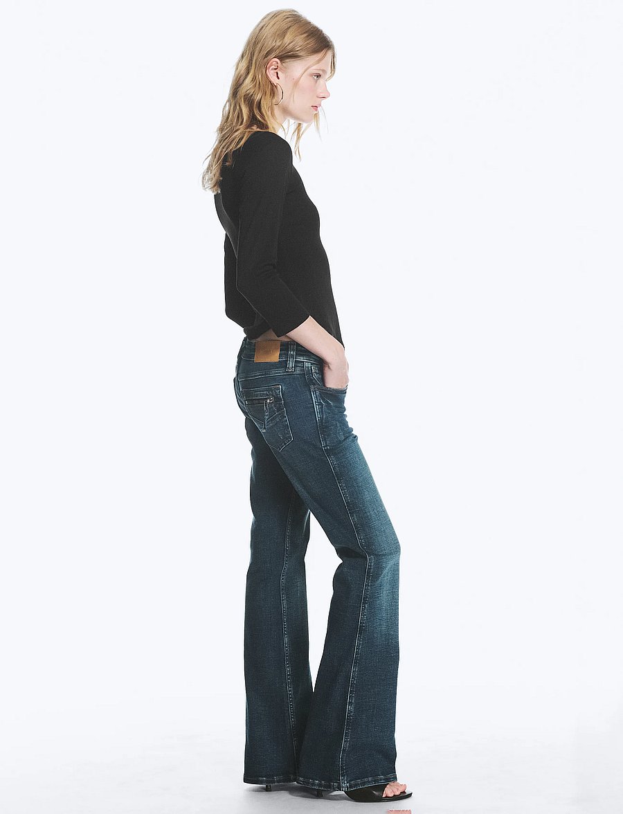 Monki - Low Waisted Zip Jeans - schlaghosen - denim blue dark - 4