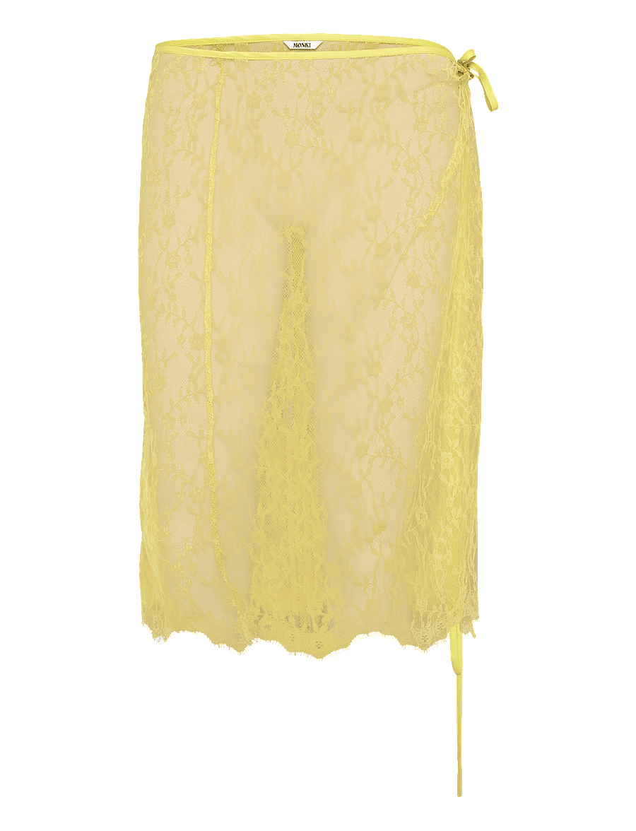 Monki - Lace Wrap Skirt - wickelröcke - yellow light - 0