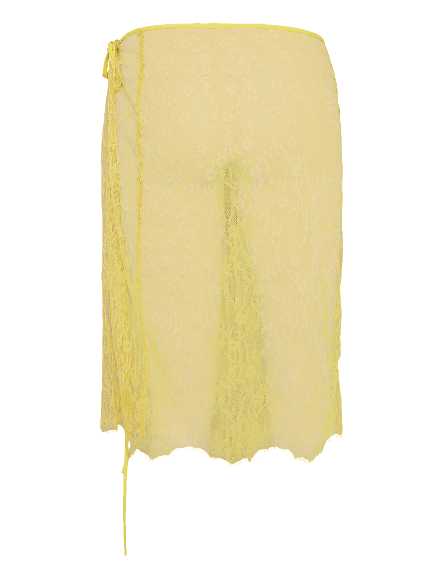 Monki - Lace Wrap Skirt - wickelröcke - yellow light - 1