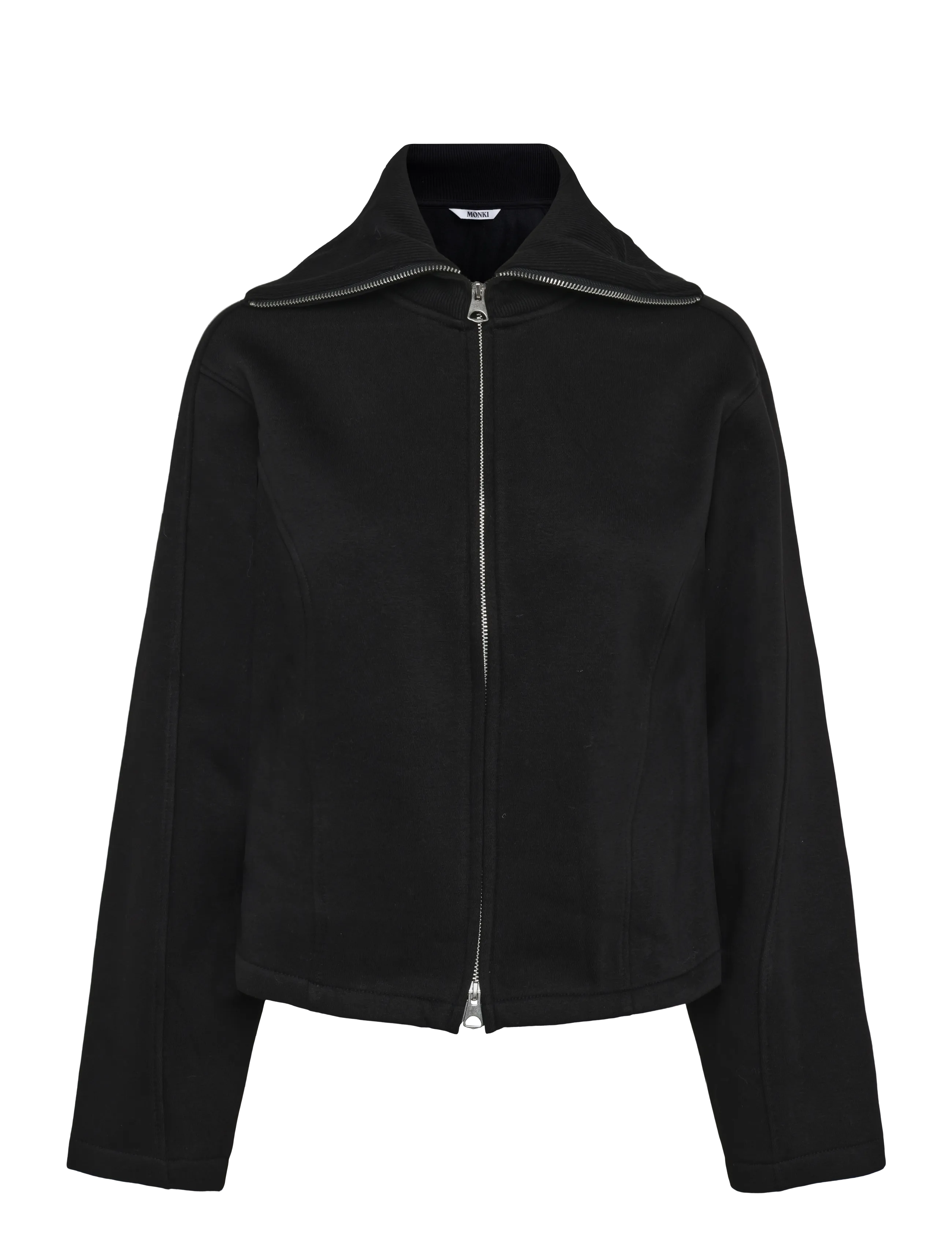 Monki Wasited Zip Sweatshirt, Sweatshirts, Sort, Str: L