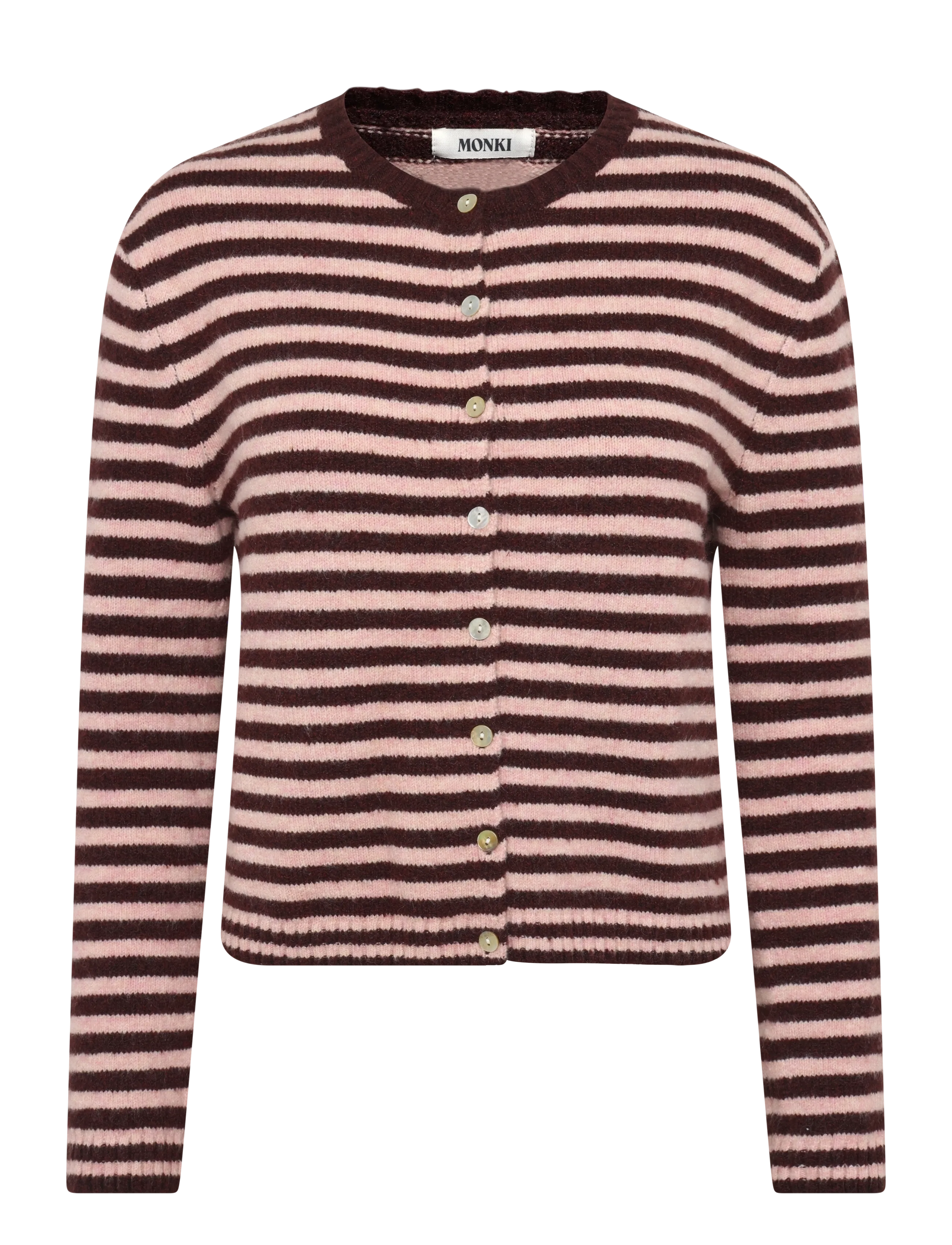 Monki Striped cardigan - Kläder - PINK DUSTY LIGHT / pink/rose