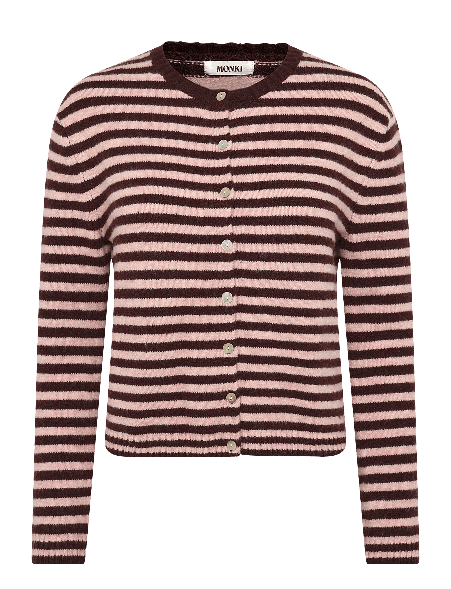 Monki - Striped cardigan - koftor - pink dusty light - 0