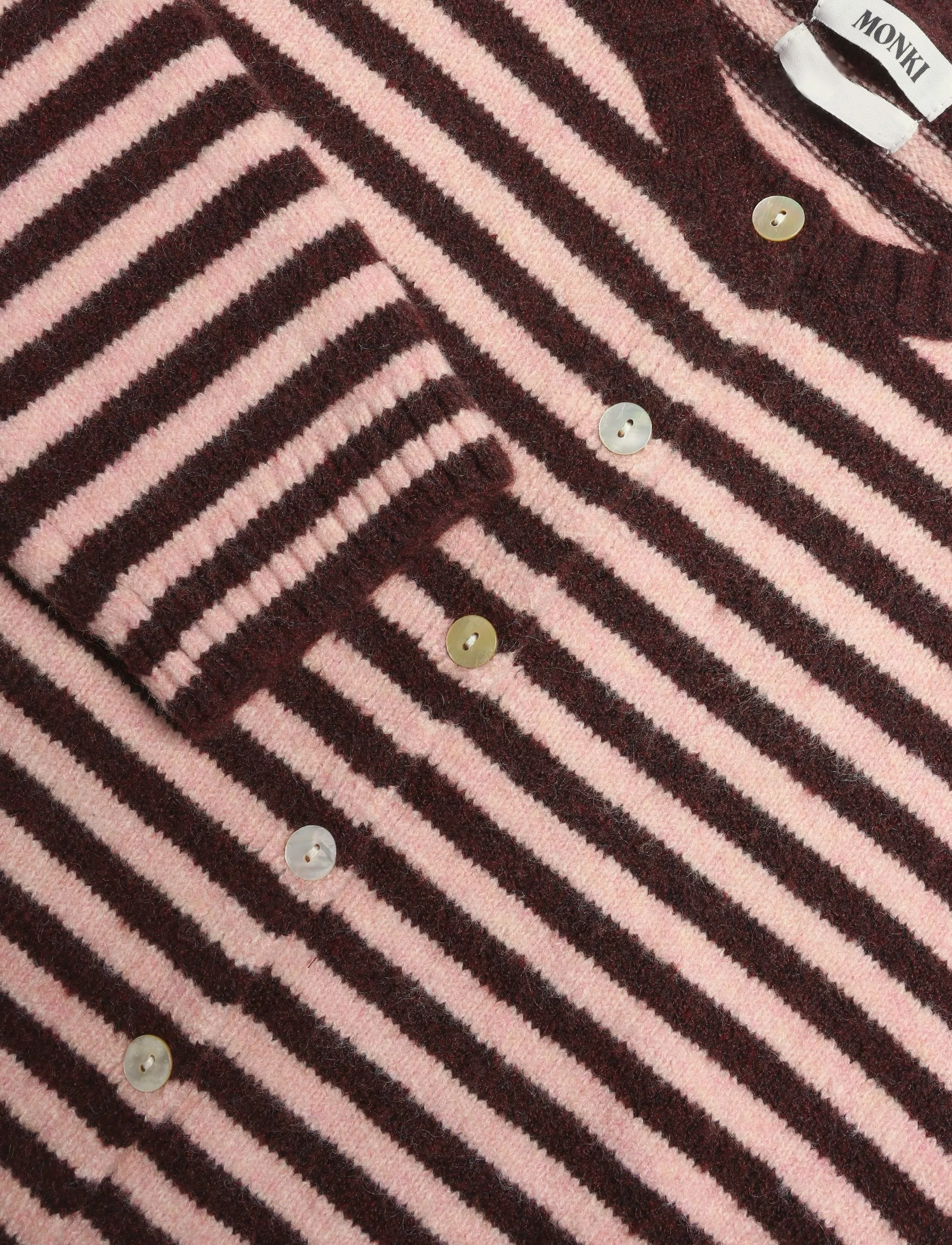 Monki - Striped cardigan - koftor - pink dusty light - 2