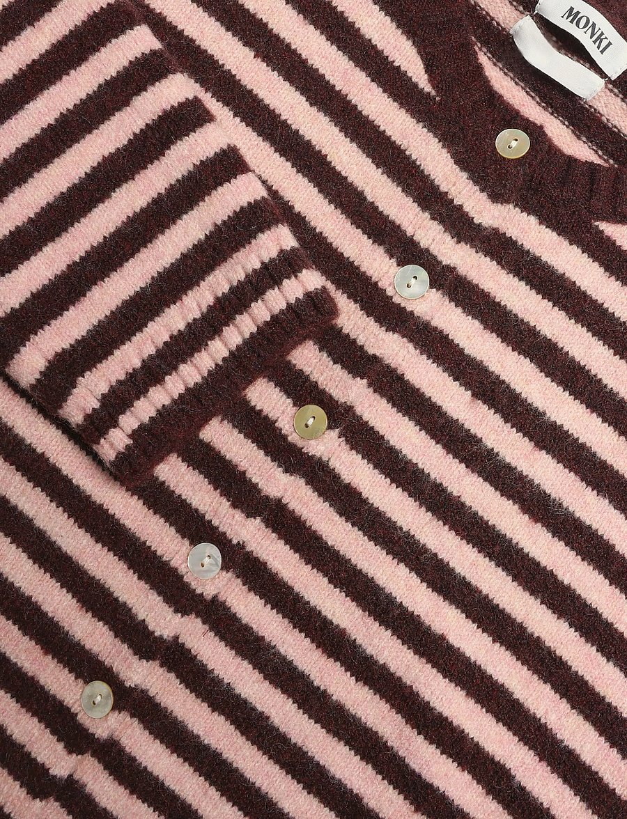 Monki - Striped cardigan - koftor - pink dusty light - 2
