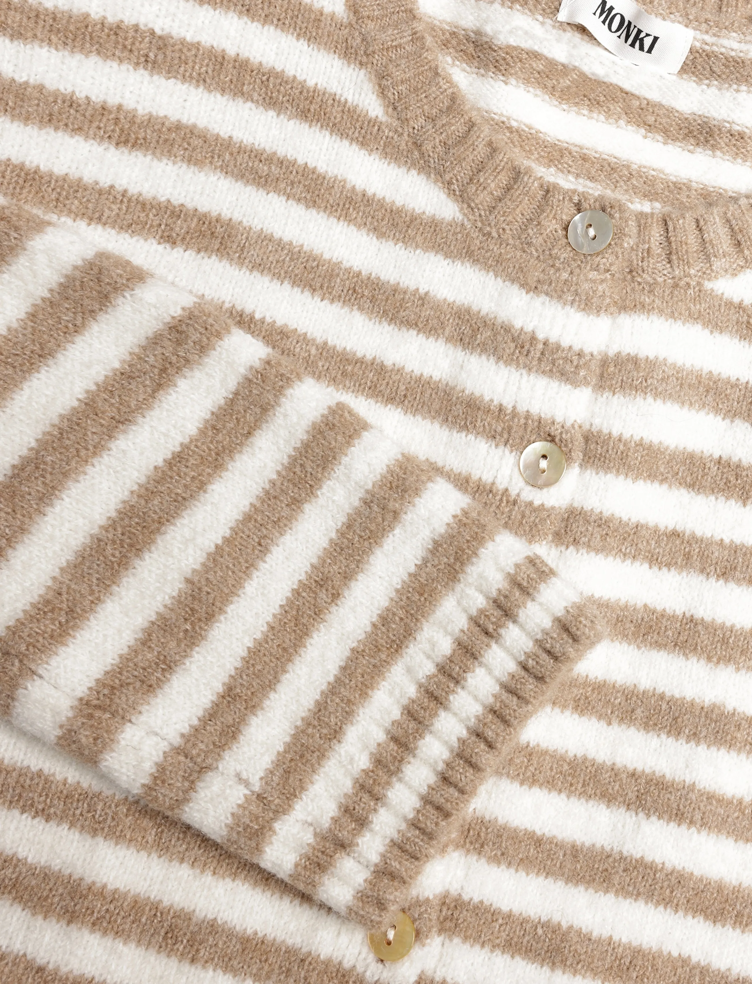 Monki - Flora Stripe Cardigan - cardigans - white dusty light - 2
