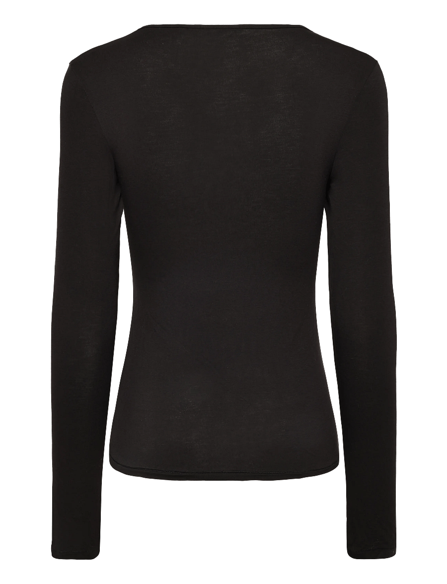 Monki - Small V-Neck LS - langærmede toppe - black dark - 1