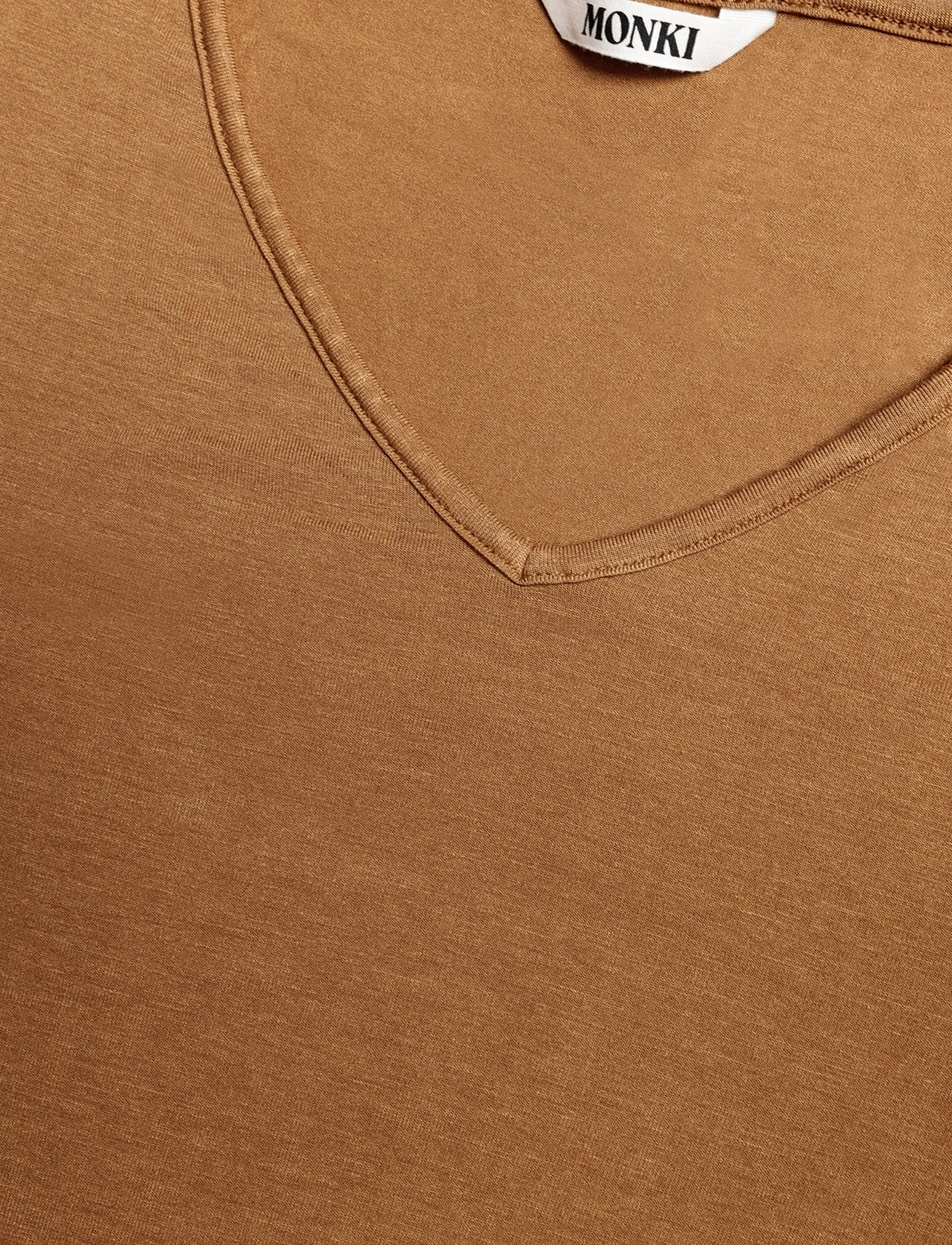 Monki - Anti-plunge V-neck top - pikkade varrukatega topid - brown medium dusty - 2