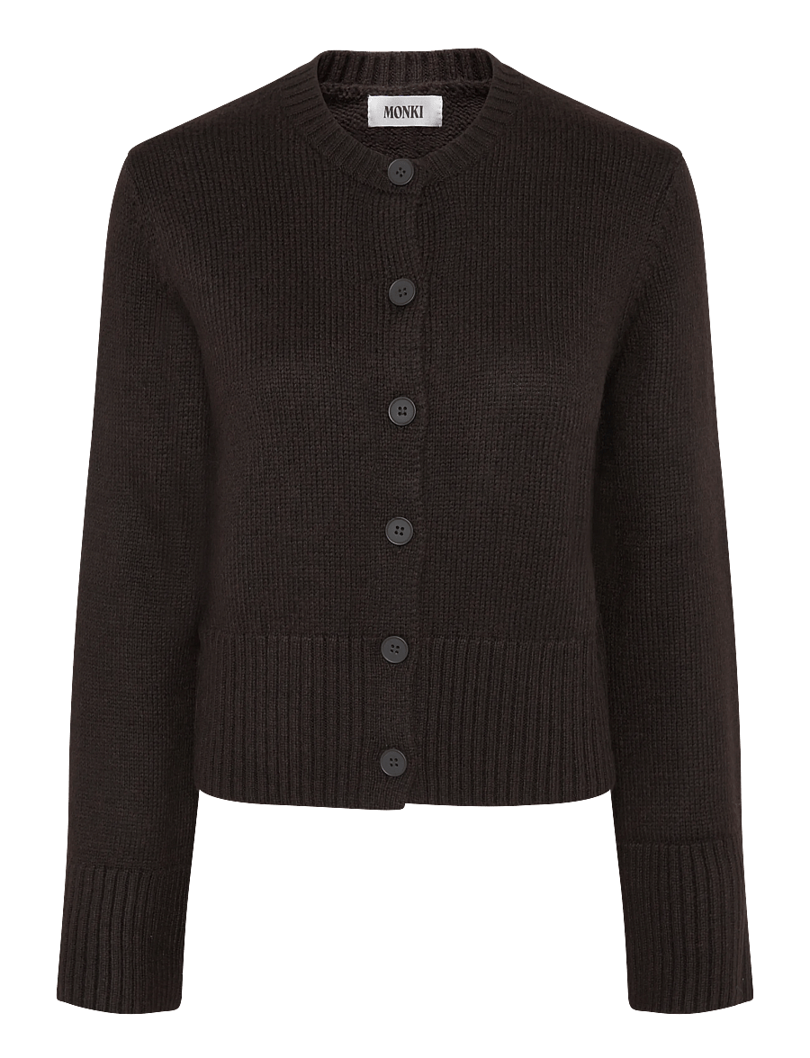 Monki - Knitted Cardigan - kardiganid - solid dk brown - 0
