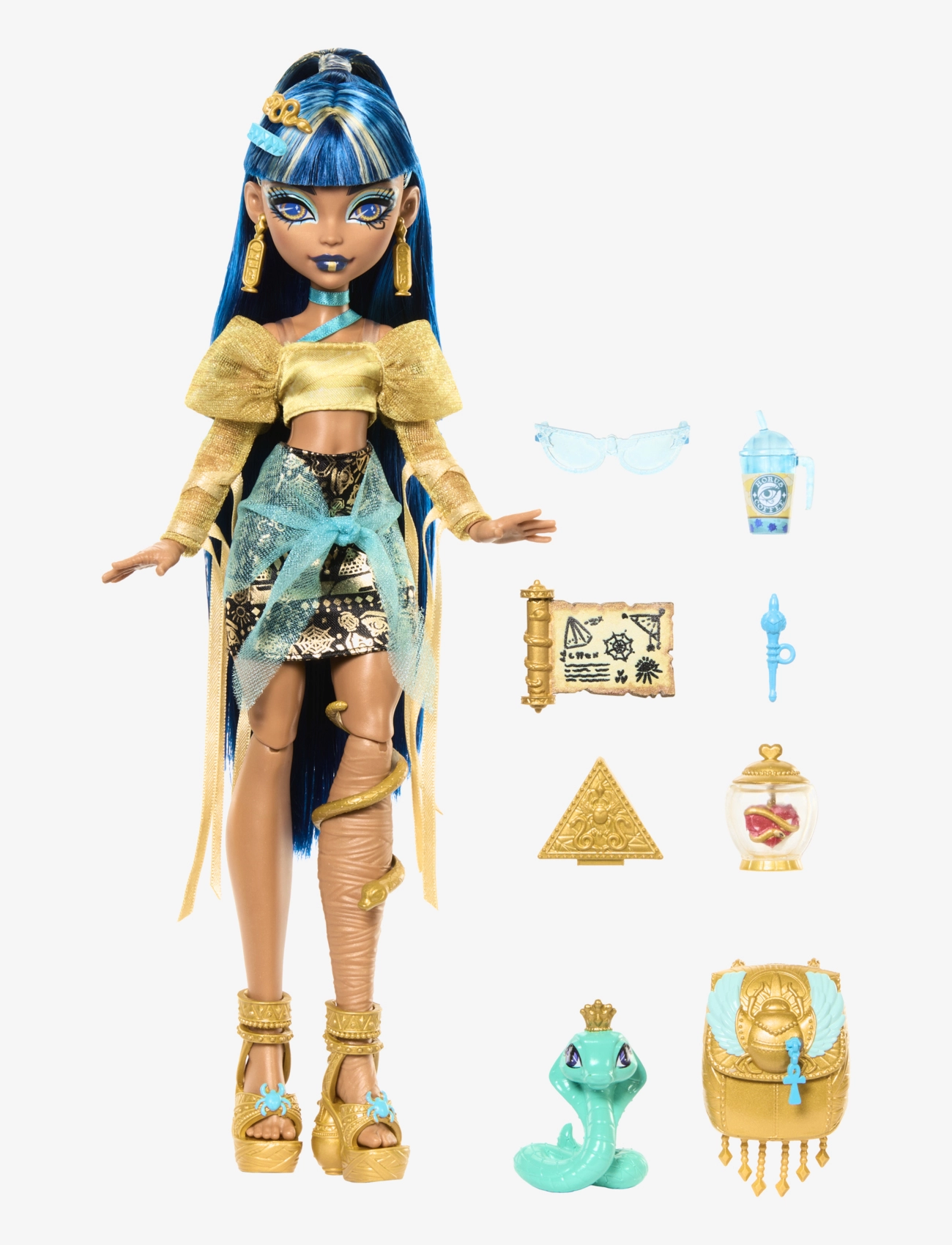 Monster High - Cleo De Nile Fashion Doll with Pet Hissette and Accessories - nuket - multicolor - 2