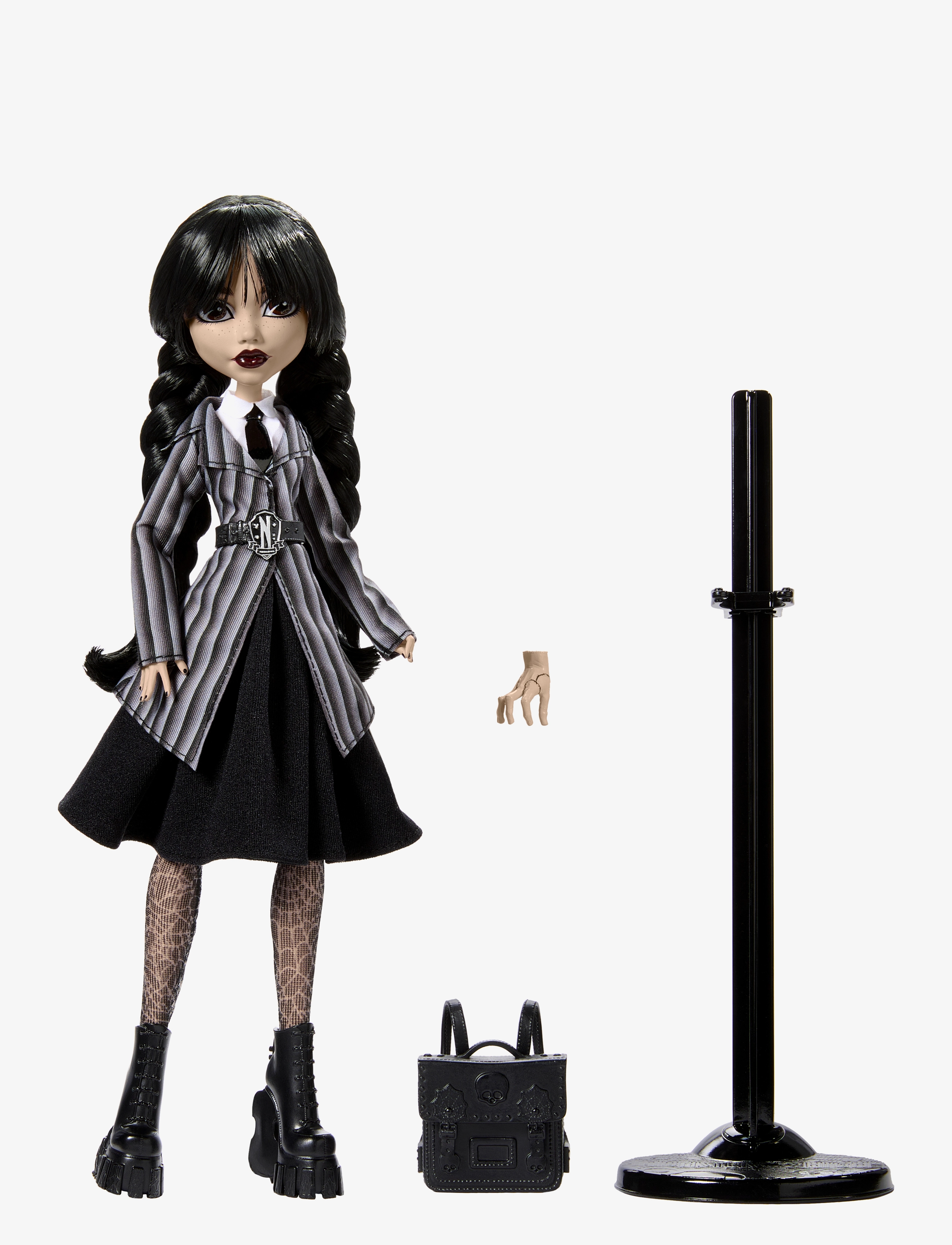Monster High - Wednesday Collectible Doll, Wednesday Addams in Nevermore Academy Uniform with Thing - dúkkur - multicolor - 5