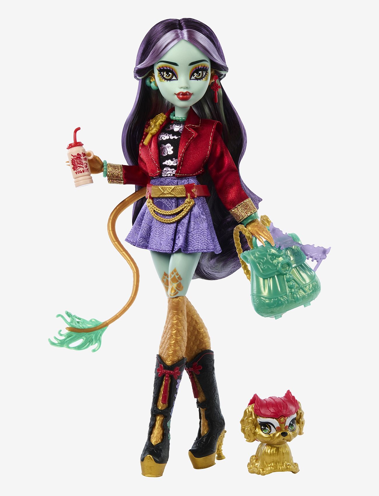Monster High - Jinafire Long Fashion Doll with Pet Dog Cloudy “Yun Yun” and 7 Accessories - dukker - multi color - 1