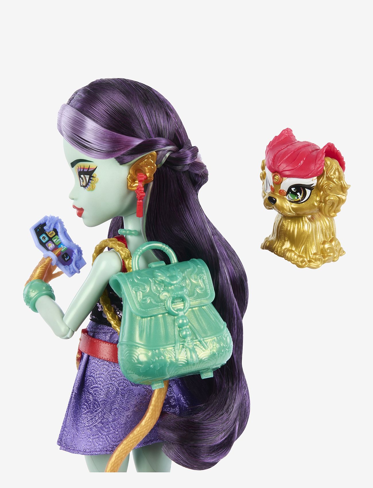 Monster High - Jinafire Long Fashion Doll with Pet Dog Cloudy “Yun Yun” and 7 Accessories - dukker - multi color - 3