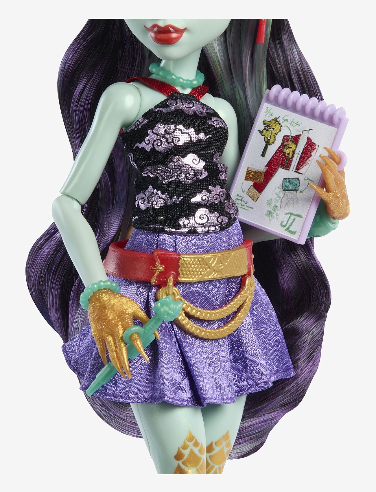 Monster High - Jinafire Long Fashion Doll with Pet Dog Cloudy “Yun Yun” and 7 Accessories - dukker - multi color - 5