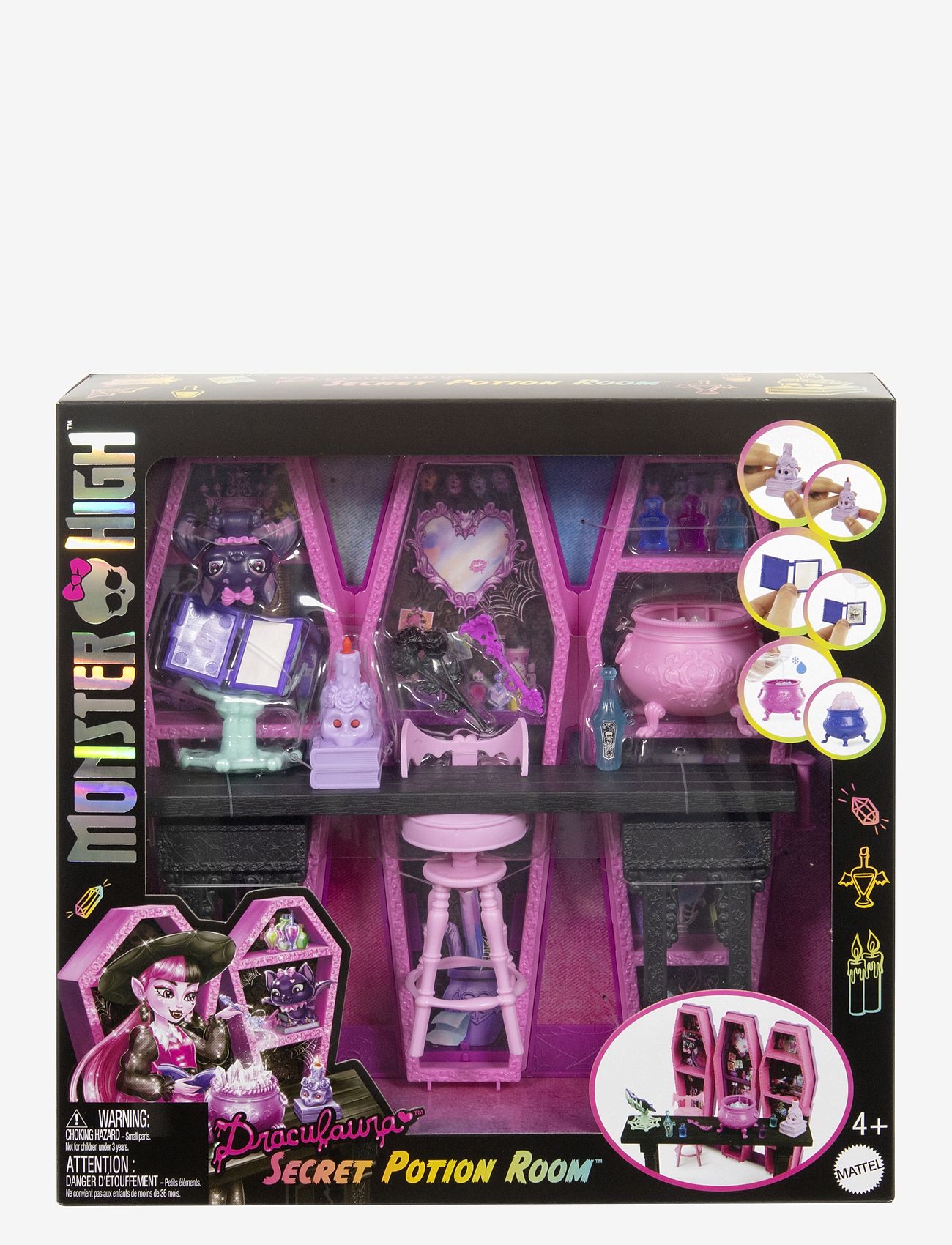 Monster High - Draculaura Secret Potion Room Doll Playset with 12+ Accessories, Plus Transformations - legesæt - multi color - 2