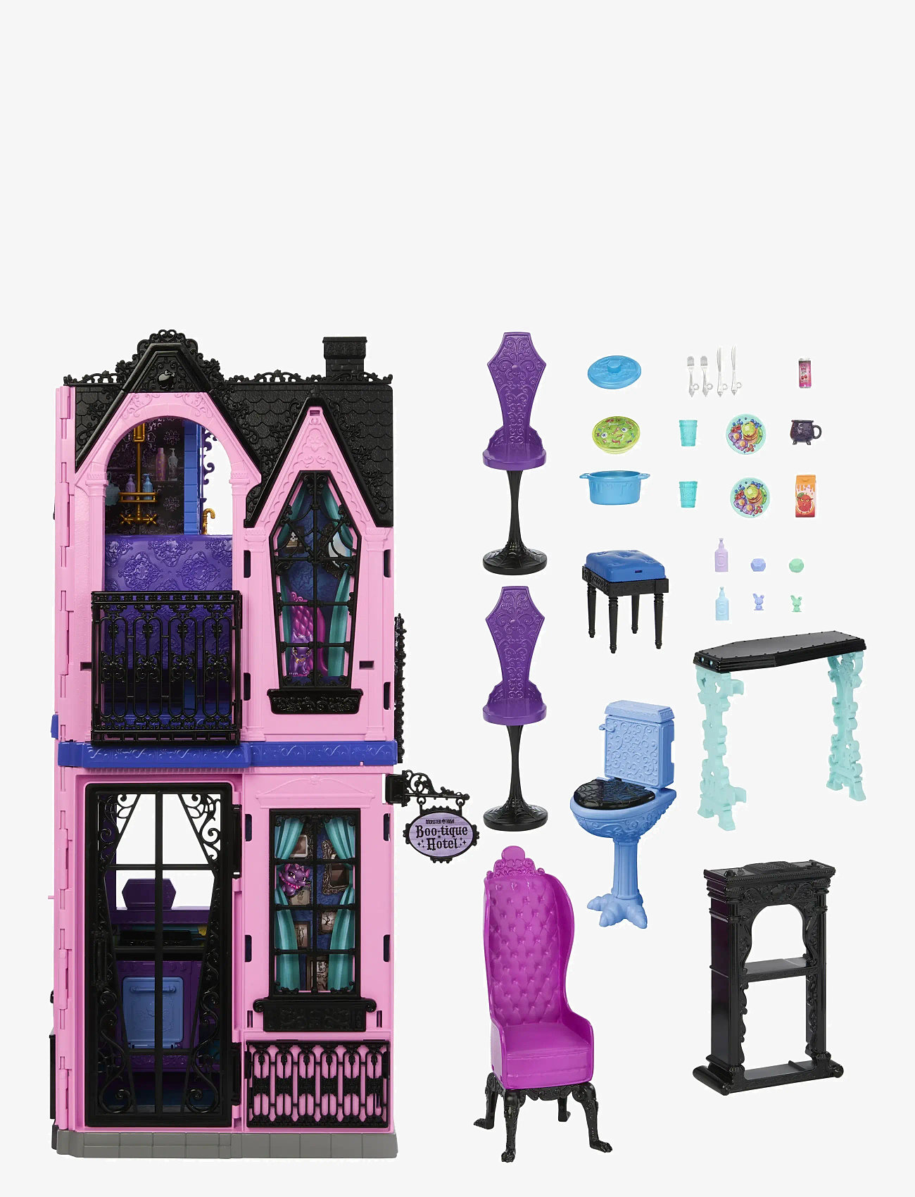 Monster High - Boo-tique Hotel Doll House with Spooky Surprises in Every Room and 13+ Accessories - dockhus - multi color - 1