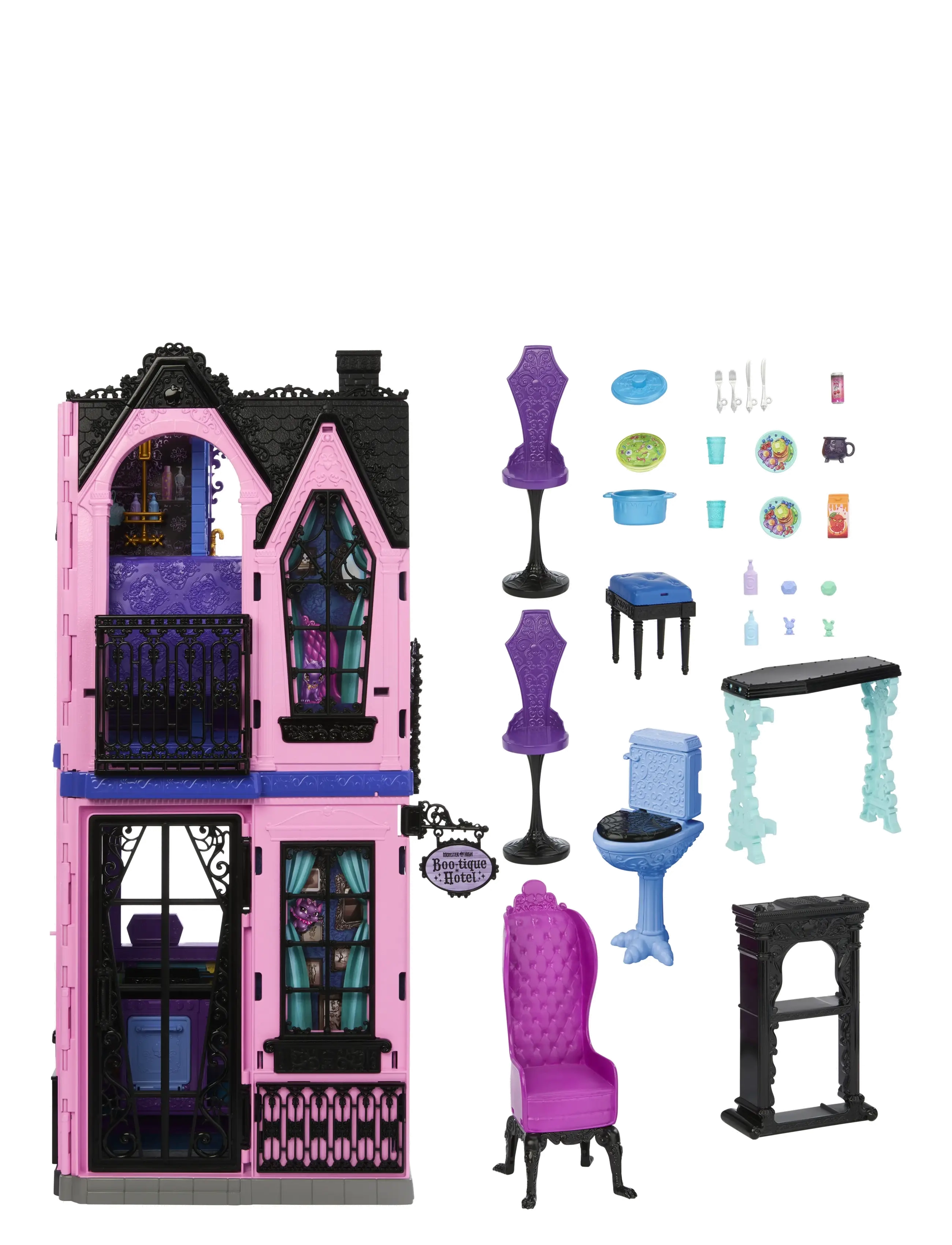 Monster High Boo-tique Hotel Doll House with Spooky Surprises in Every Room and 13+ Accessories - Lelut - MULTI COLOR / multi