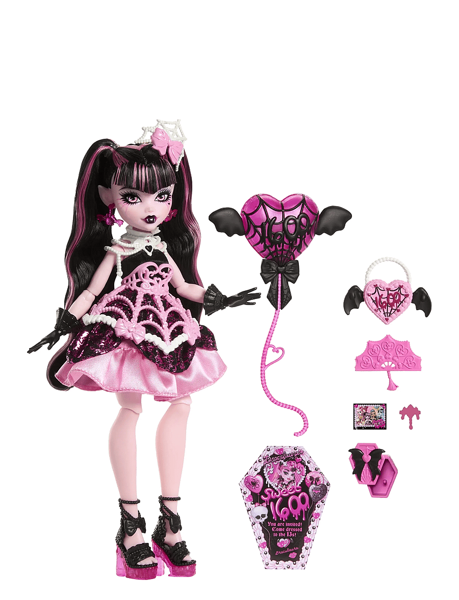 Monster High - Scary Sweet Birthday Draculaura Doll in Party Dress with Balloon & Gift - puppen - multi color - 1