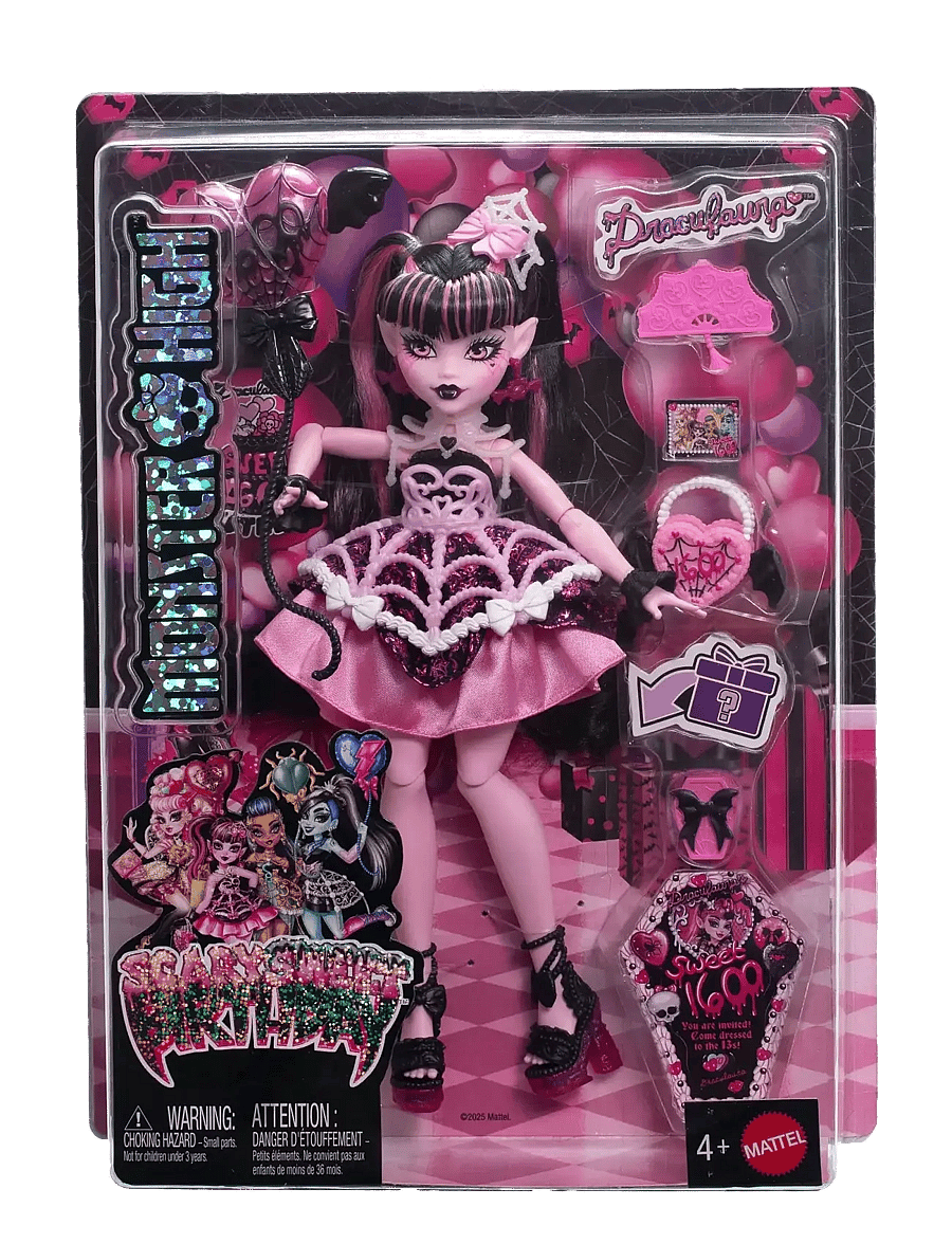 Monster High - Scary Sweet Birthday Draculaura Doll in Party Dress with Balloon & Gift - geschenke unter chf 50 - multi color - 5