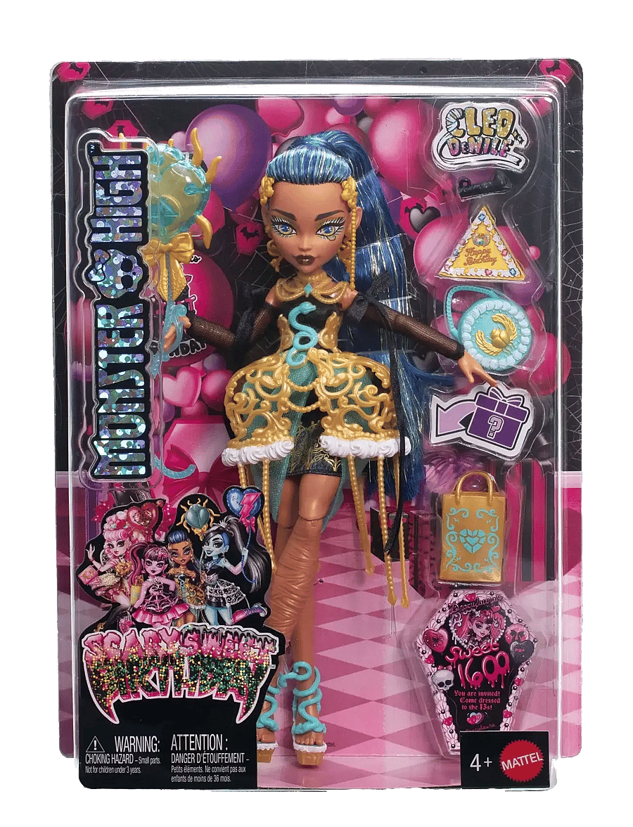 Monster High - Scary Sweet Birthday Cleo De Nile Doll in Party Dress with Balloon & Gift - puppen - multi color - 5