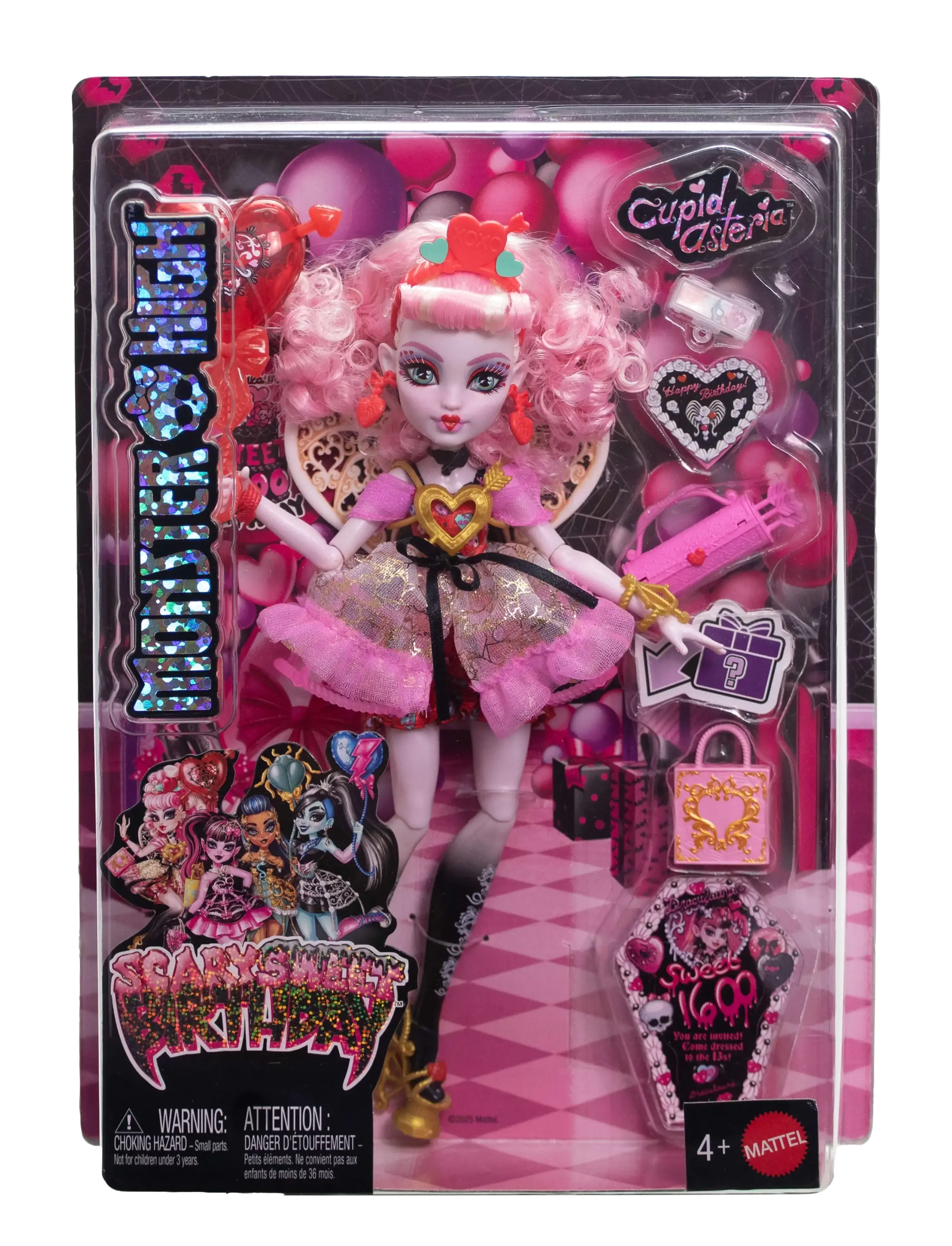 Monster High - Scary Sweet Birthday Cupid Asteria Doll in Party Dress with Balloon & Gift - dolls - multi color - 5