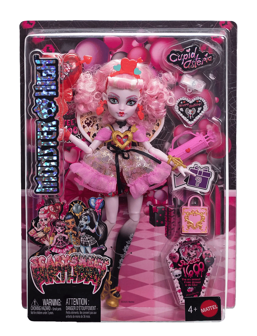 Monster High - Scary Sweet Birthday Cupid Asteria Doll in Party Dress with Balloon & Gift - dockor - multi color - 5