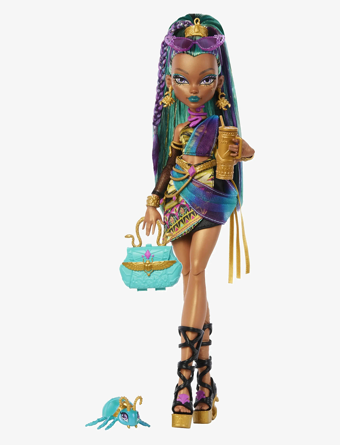 Monster High - Nefera De Nile Doll with Pet Scarab Lavish and 7 Accessories like Purse and Snacks - dukker - multi color - 0