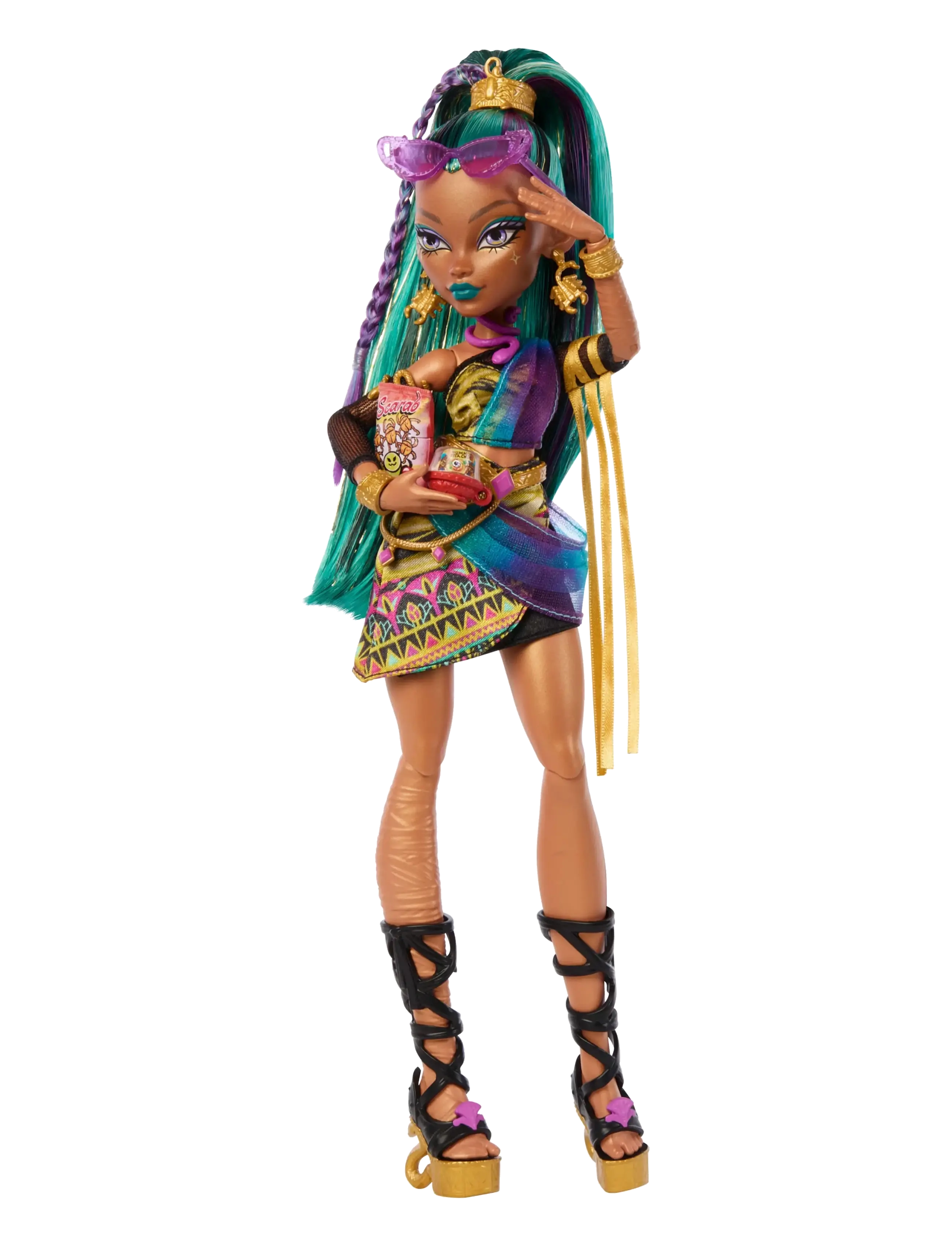 Monster High Nefera De Nile Doll With Pet Scarab Lavish And 7 Accessories Like Purse And Snacks, Kinder,,,Mehrfarbig/gemustert Gr.ONE SIZE