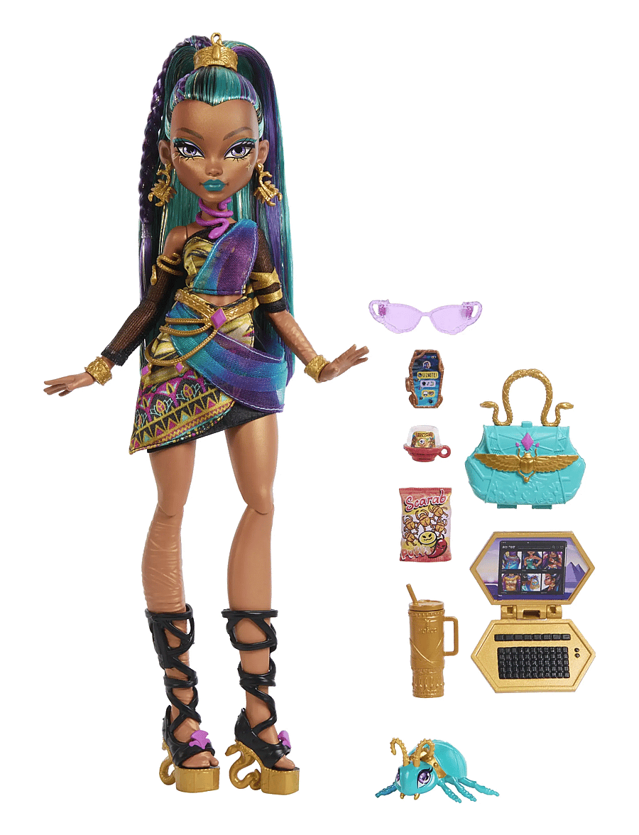 Monster High - Nefera De Nile Doll with Pet Scarab Lavish and 7 Accessories like Purse and Snacks - puppen - multi color - 1