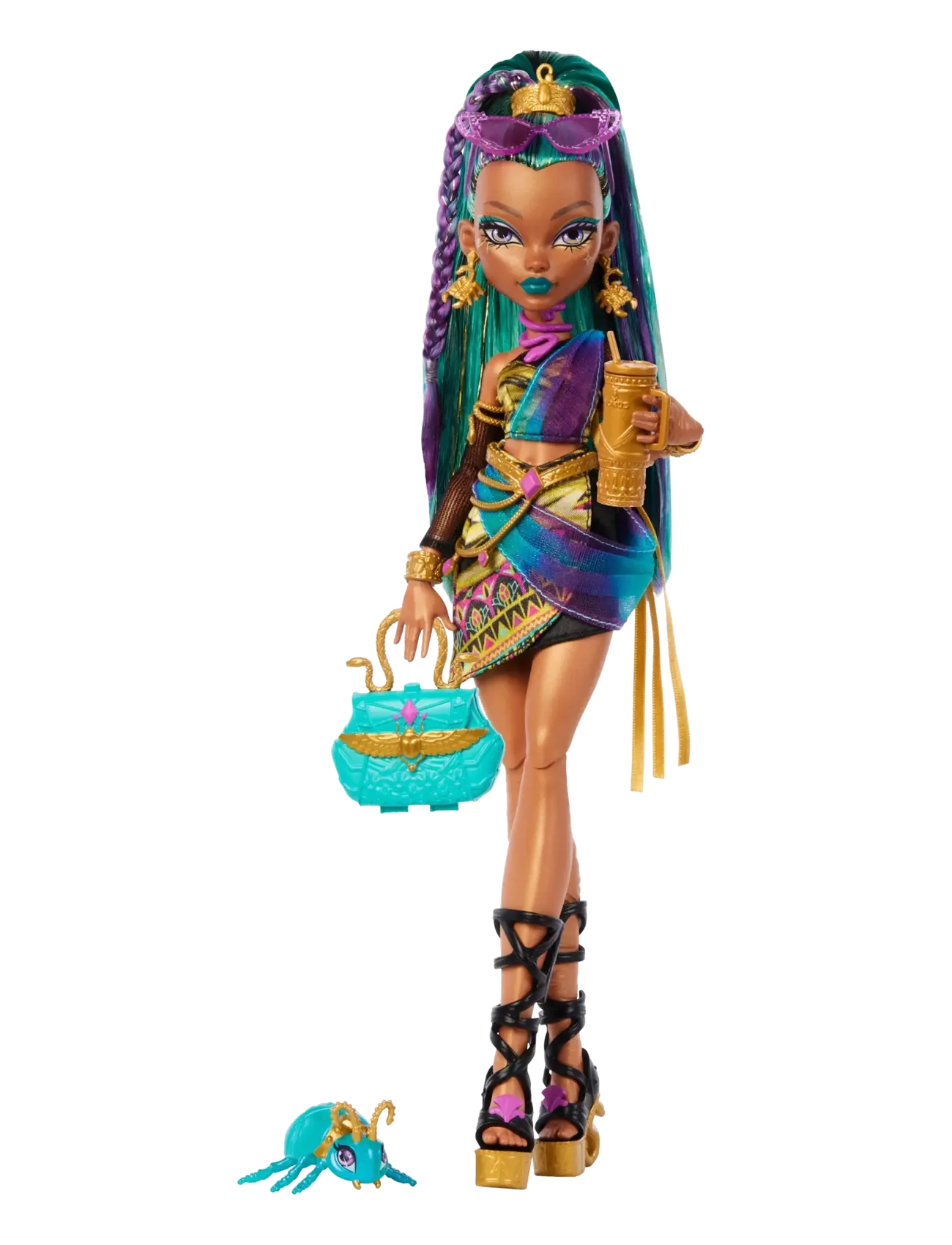 Monster High - Nefera De Nile Doll with Pet Scarab Lavish and 7 Accessories like Purse and Snacks - laveste priser - multi color - 1