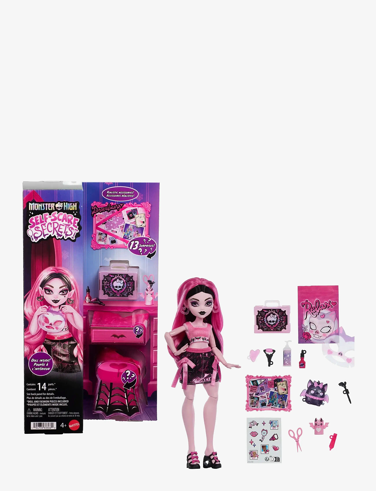 Monster High - Self-Scare Secrets Draculaura Fashion Doll with 13 Realistic Accessories - lėlės - multicolor - 0