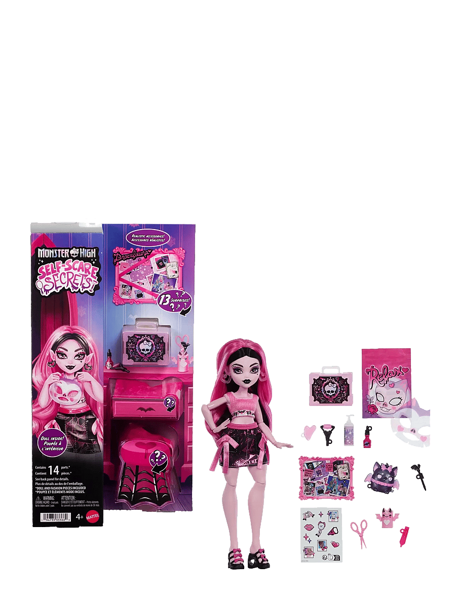 Monster High - Self-Scare Secrets Draculaura Fashion Doll with 13 Realistic Accessories - puppen - multicolor - 0