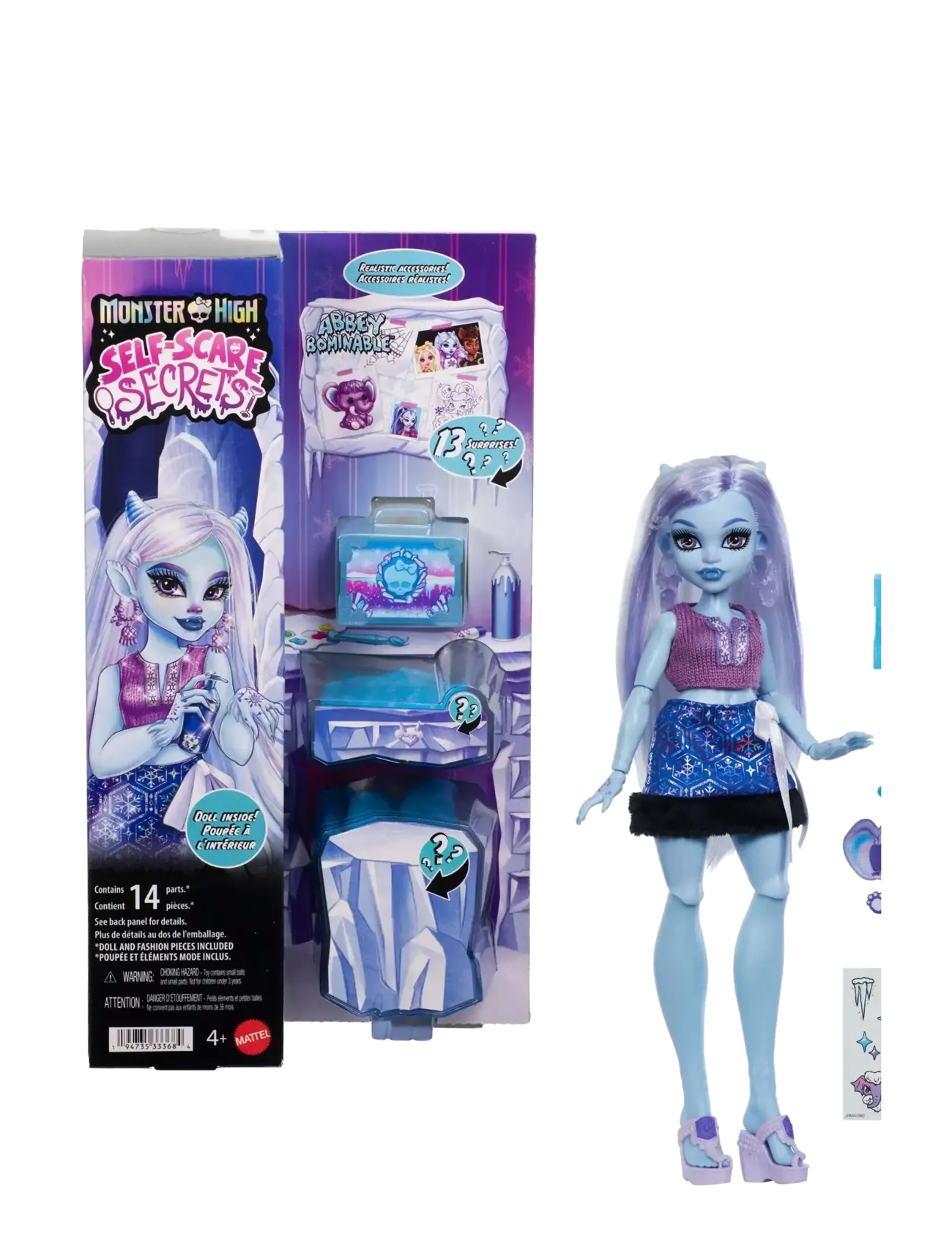 Monster High Self-Scare Secrets Abbey Bominable Fashion Doll With 13 Realistic Accessories, Børn, Dolls, Blå, Str: ONE SIZE