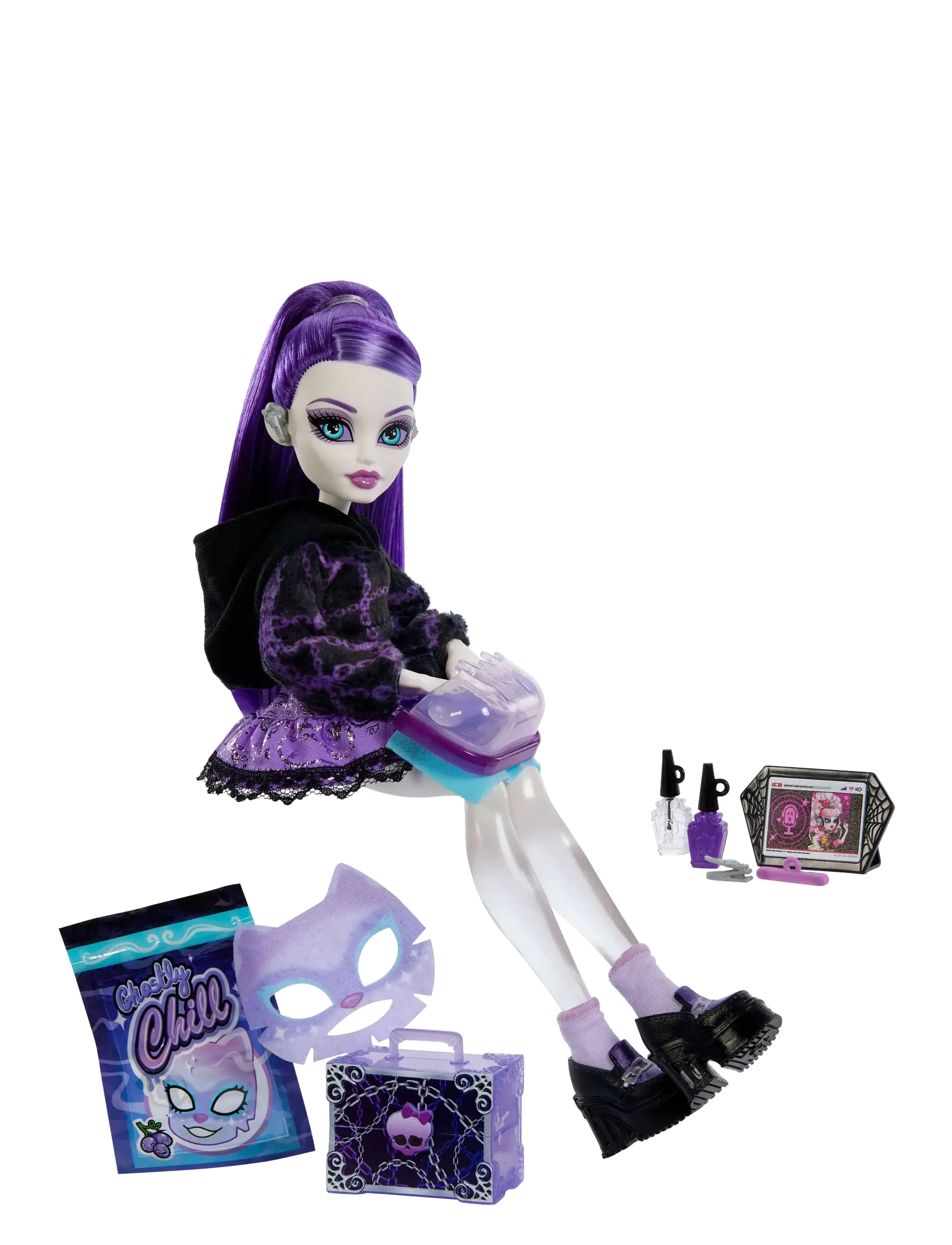 Monster High Self-Scare Secrets Spectra Vondergeist Fashion Doll With 13 Realistic Accessories, Dolls, Lila, Str: ONE SIZE