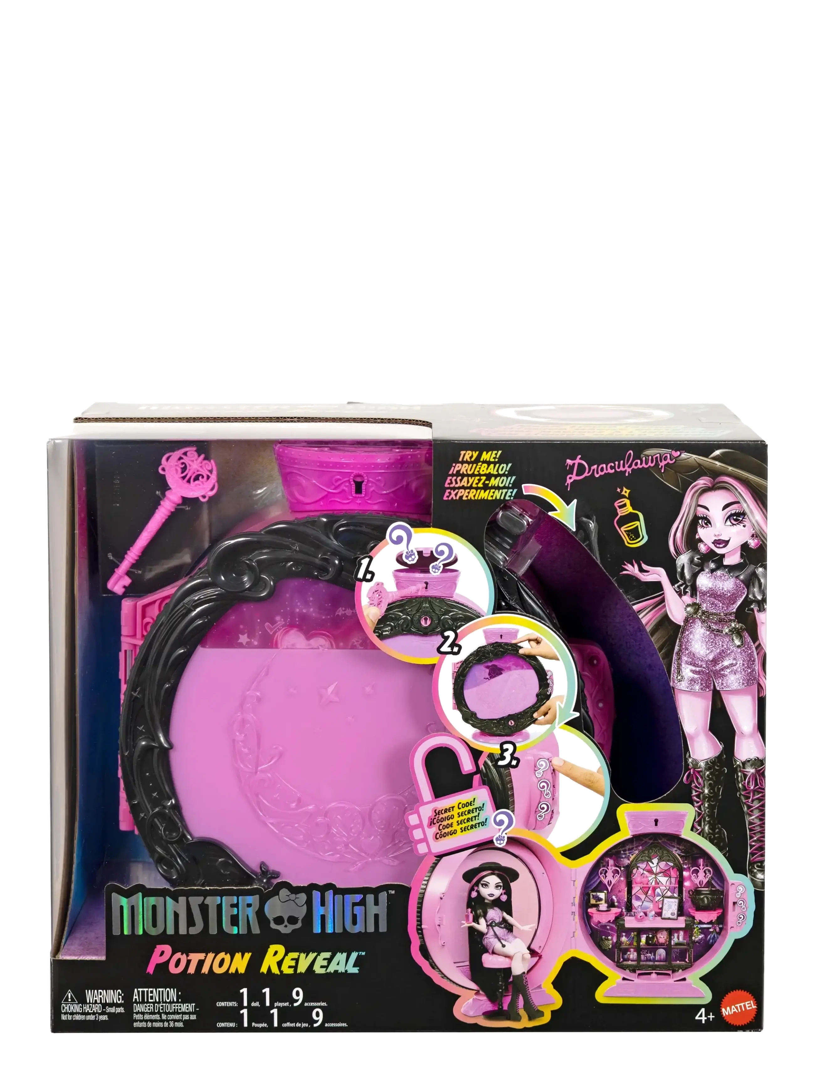 Monster High Potion Reveal Playset with Draculaura Doll & 9 Accessories, Secret Code Unboxing - Spielzeug 3-5 Jahre - MULTICOLOR / pink/rose
