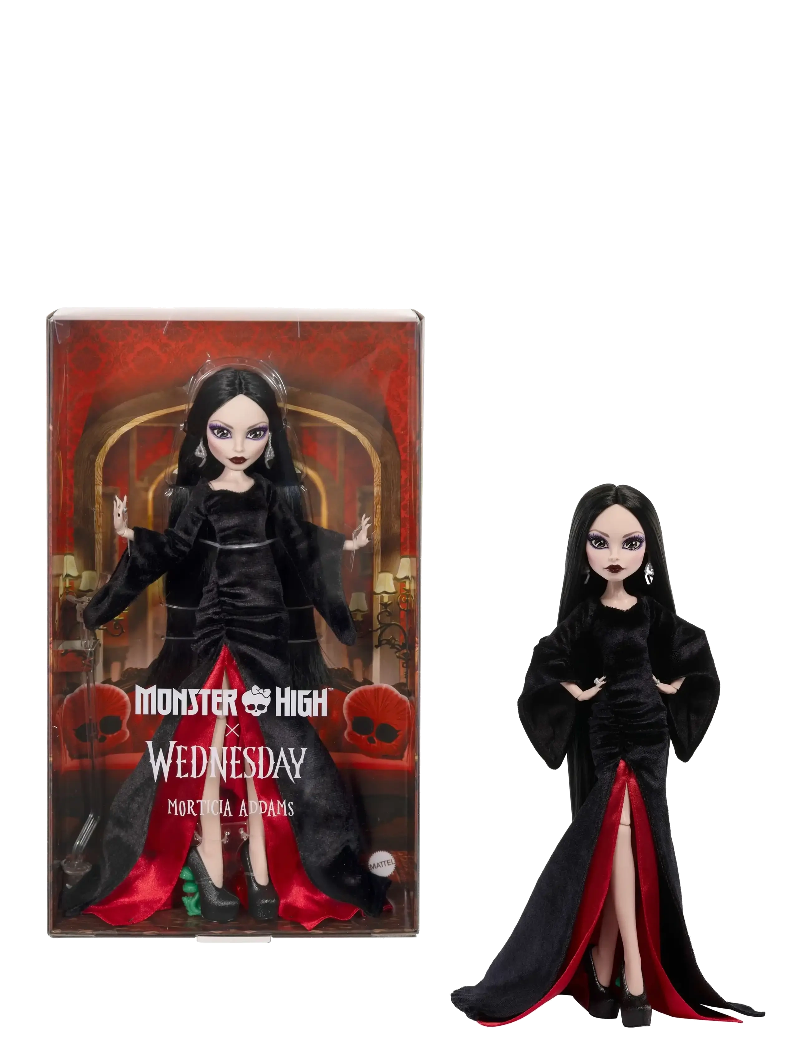 Monster High X Wednesday Collectible Doll, Morticia Addams In Black Velvet Dress, Børn, Dolls, Sort, Str: ONE SIZE