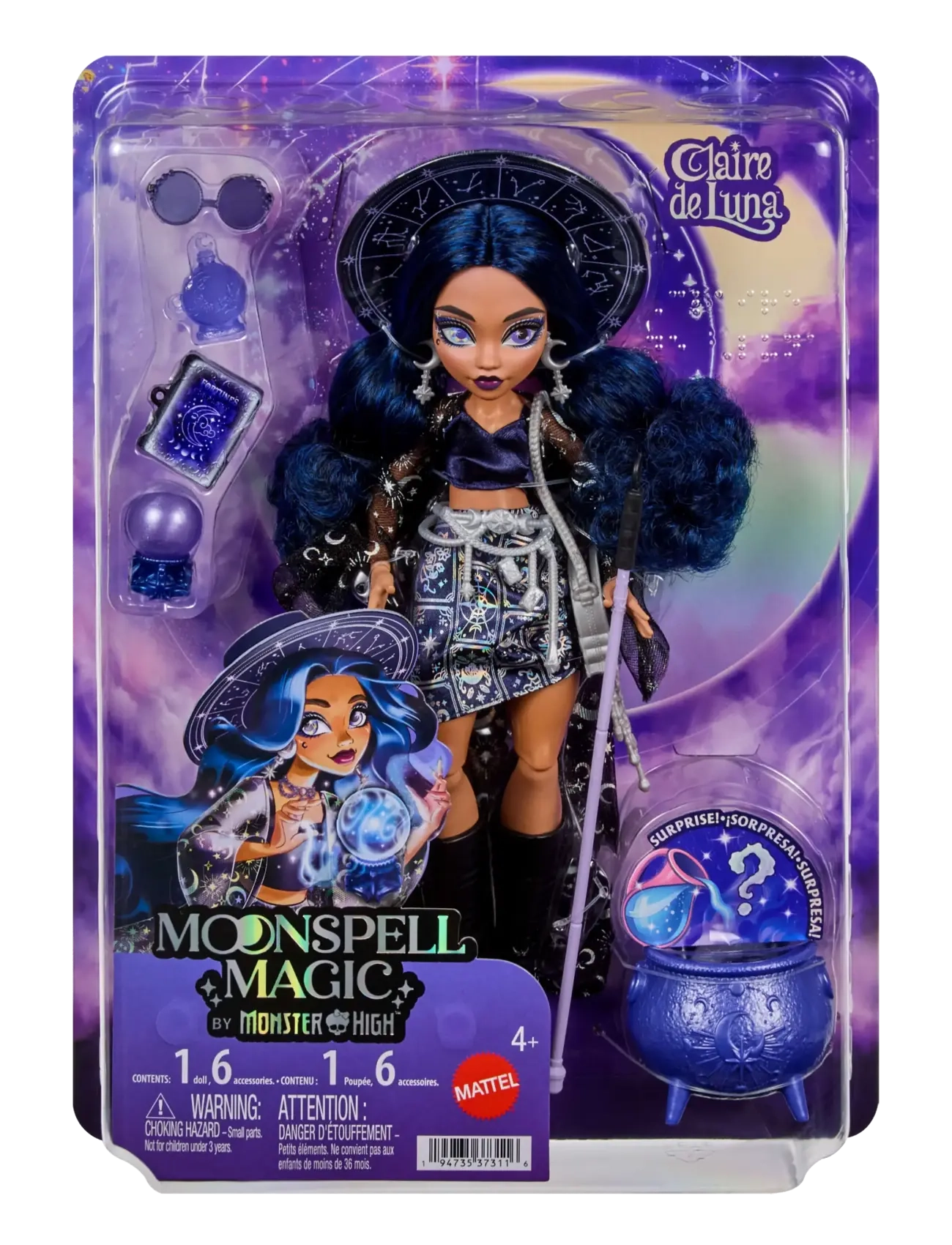 Monster High - Moonspell Magic by Claire de Luna Fashion Doll, Clairvoyant Witch with Accessories - dockor - multicolor - 1