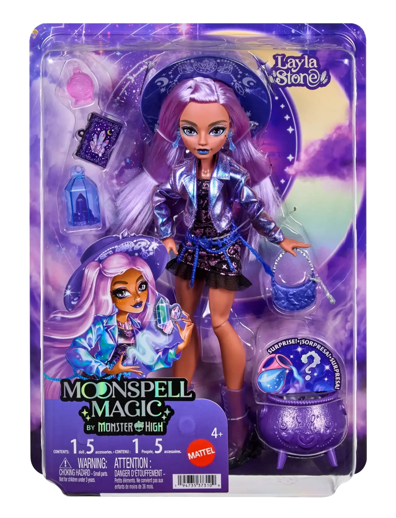 Monster High - Moonspell Magic by Layla Stone Fashion Doll, Crystal Witch with Accessories - dockor - multicolor - 1