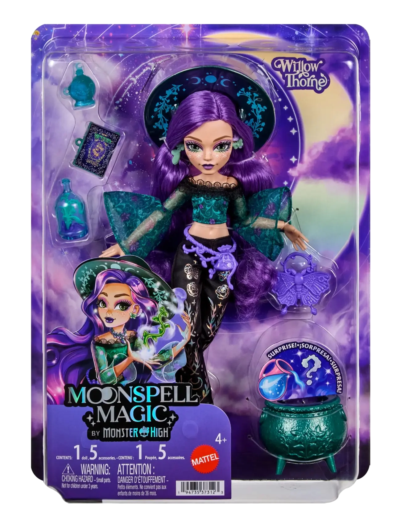 Monster High - Moonspell Magic by Willow Thorne Fashion Doll, Nature Witch with Accessories - dockor - multicolor - 1