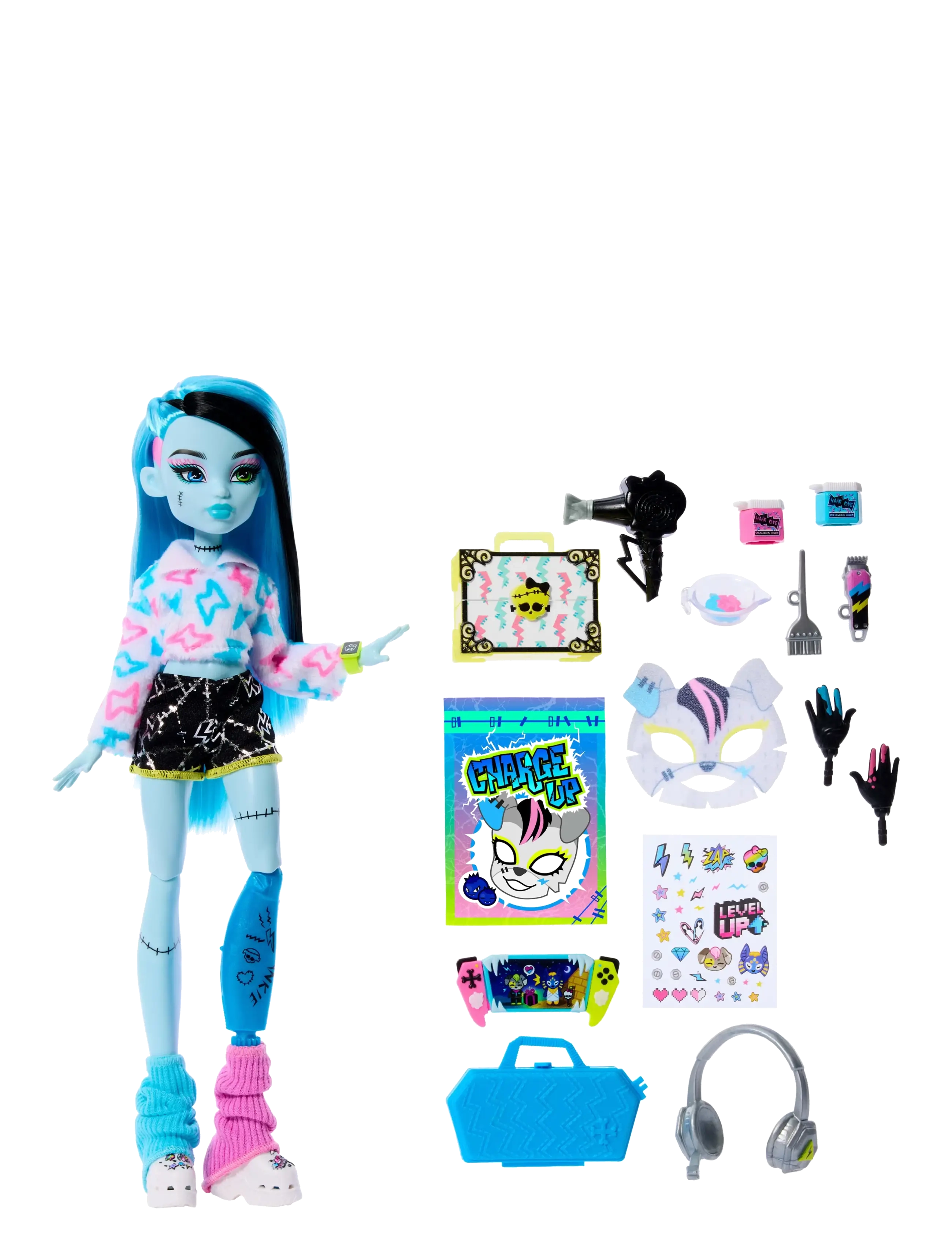 Monster High Self-Scare Secrets Frankie Stein Fashion Doll With 13 Realistic Accessories, Børn, Dolls, Multi/mønstret, Str: ONE SIZE
